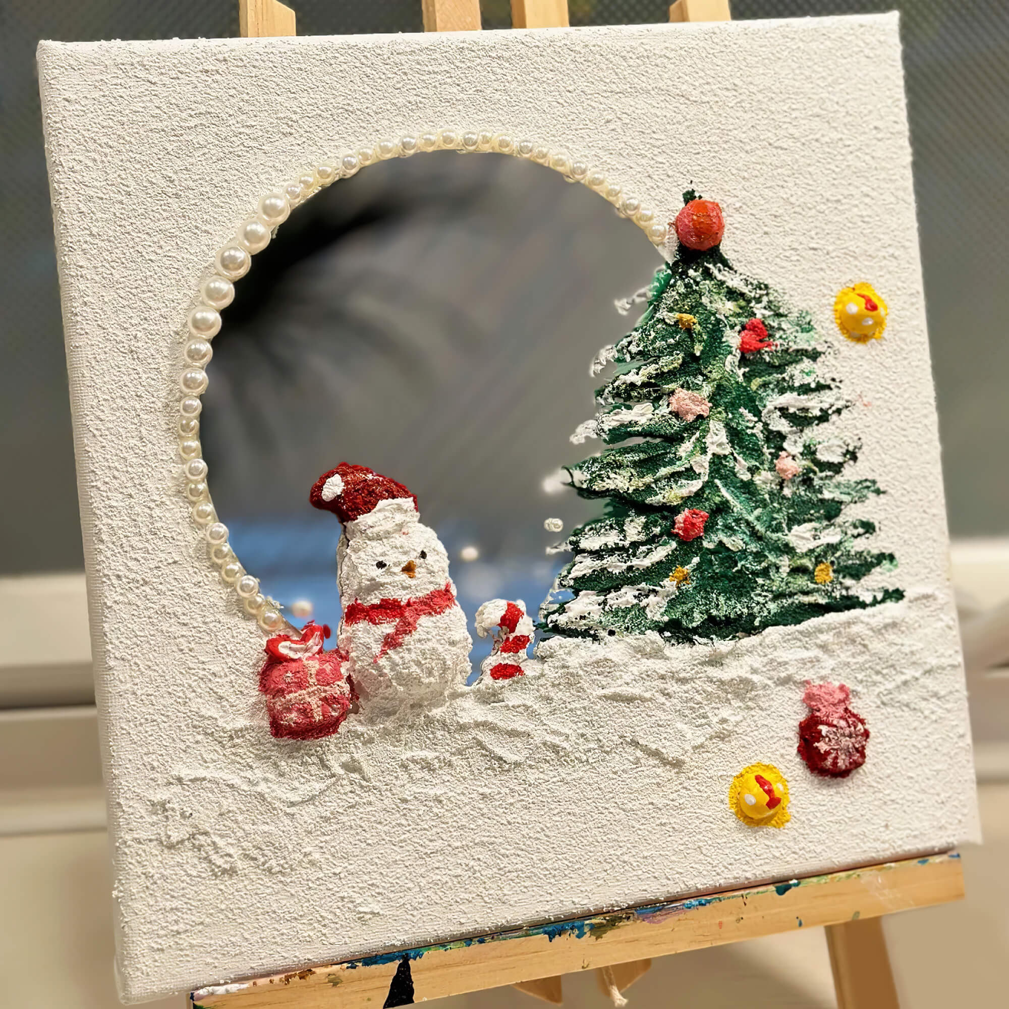 Creative Acrylic Painting Clay Pearls DIY Mirror