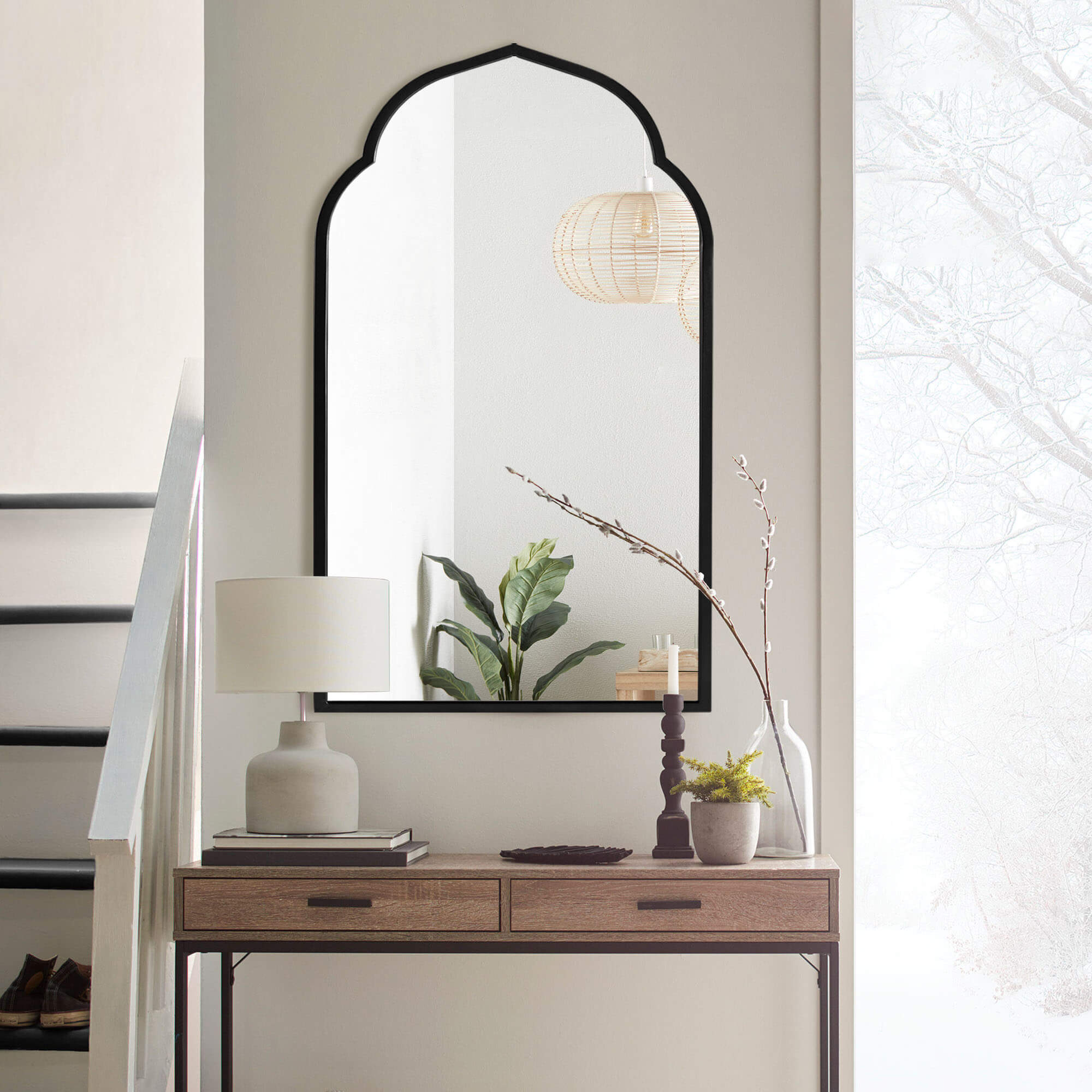 Hedda- Arch Moroccan Inspired Gold Iron Frame Wall Mirror