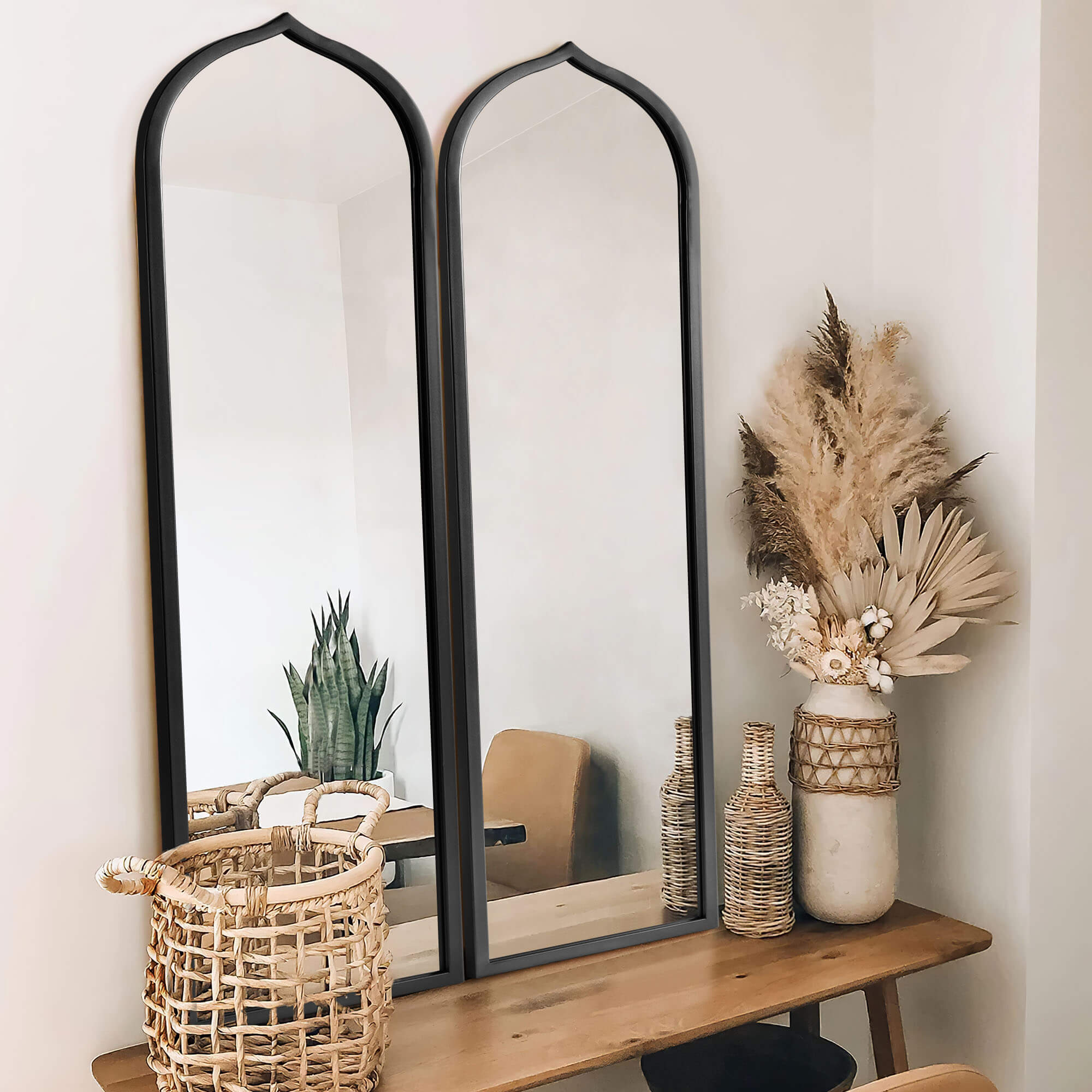 Hilary- Iron Elongated Gold & Black Arched Wall Decor Wall Mirror