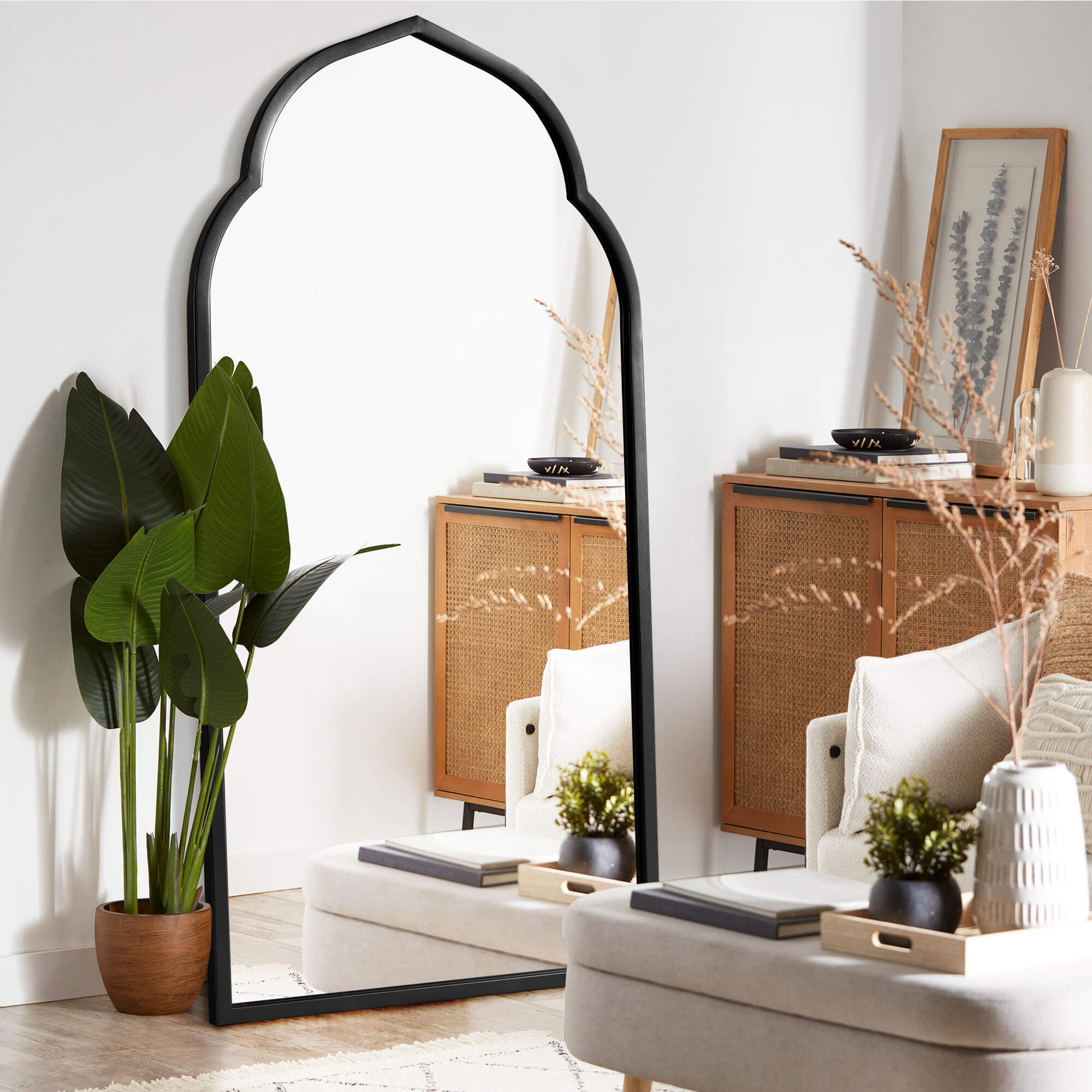 Hedda- Arch Moroccan Inspired Gold Iron Frame Wall Mirror