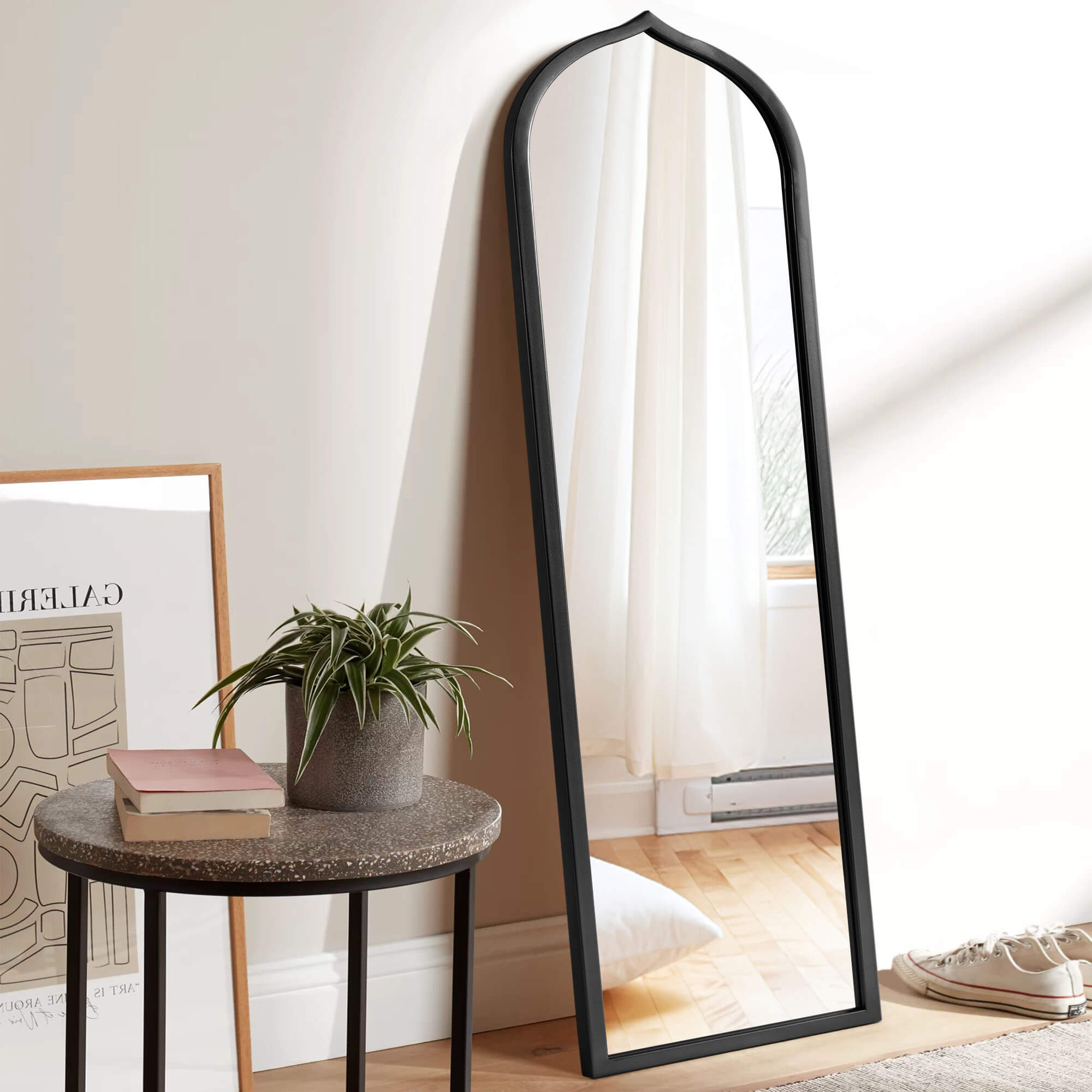 Hilary- Iron Elongated Gold & Black Arched Wall Decor Wall Mirror