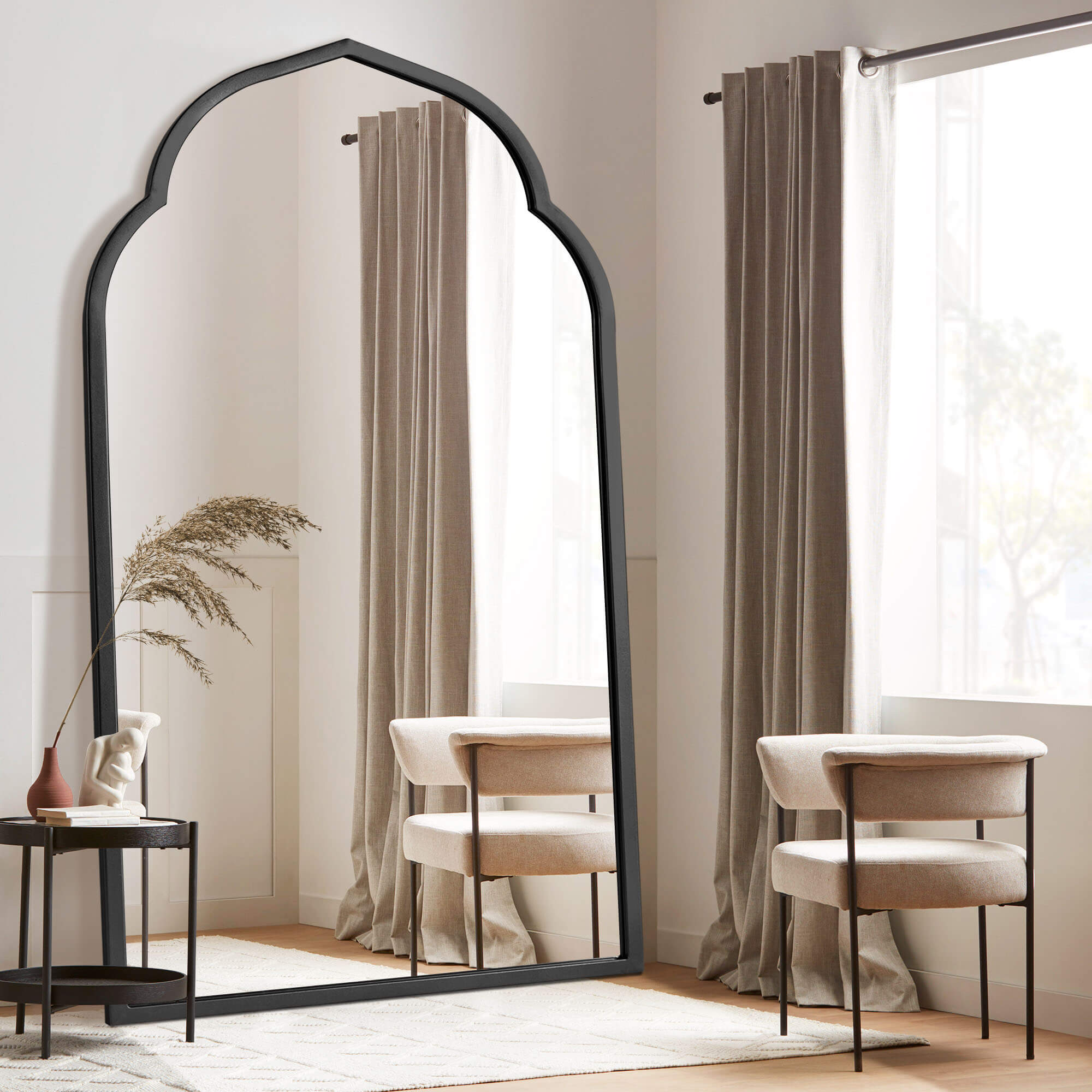 Hedda- Arch Moroccan Inspired Gold Iron Frame Wall Mirror