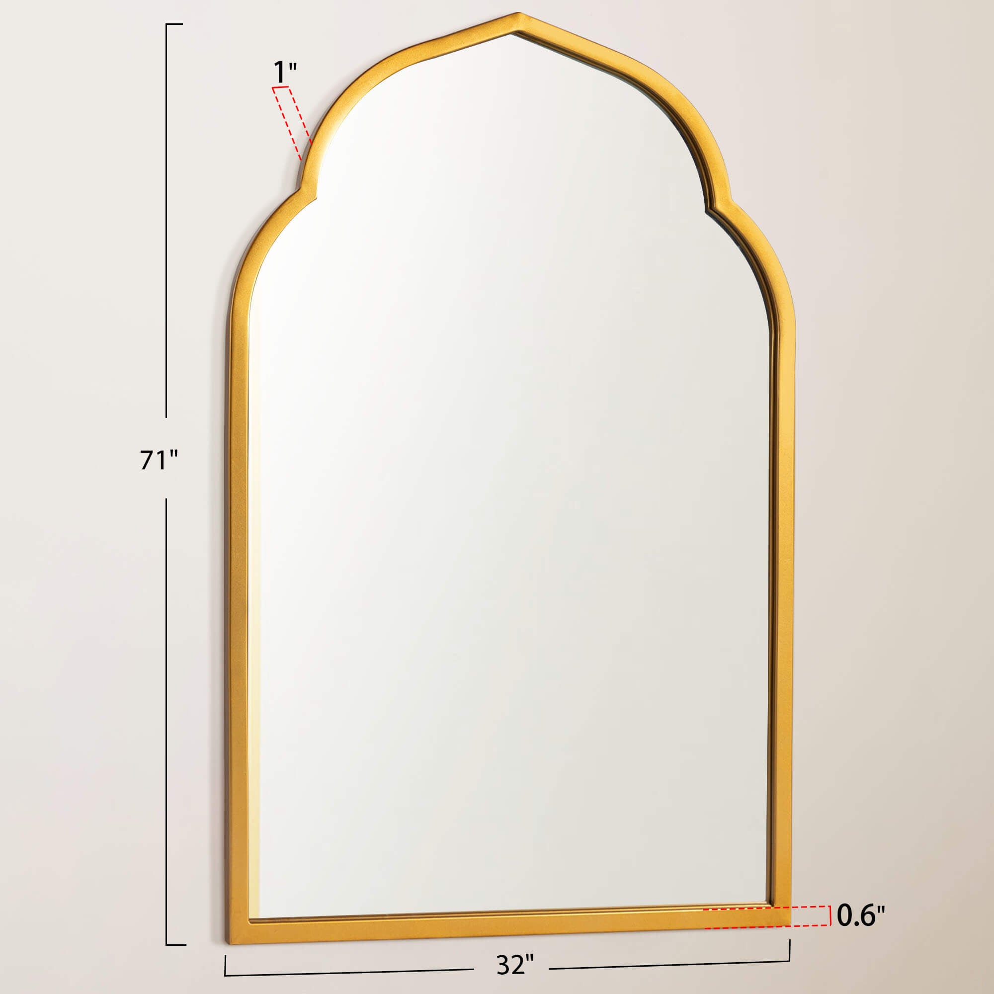 Hedda- Arch Moroccan Inspired Gold Iron Frame Wall Mirror