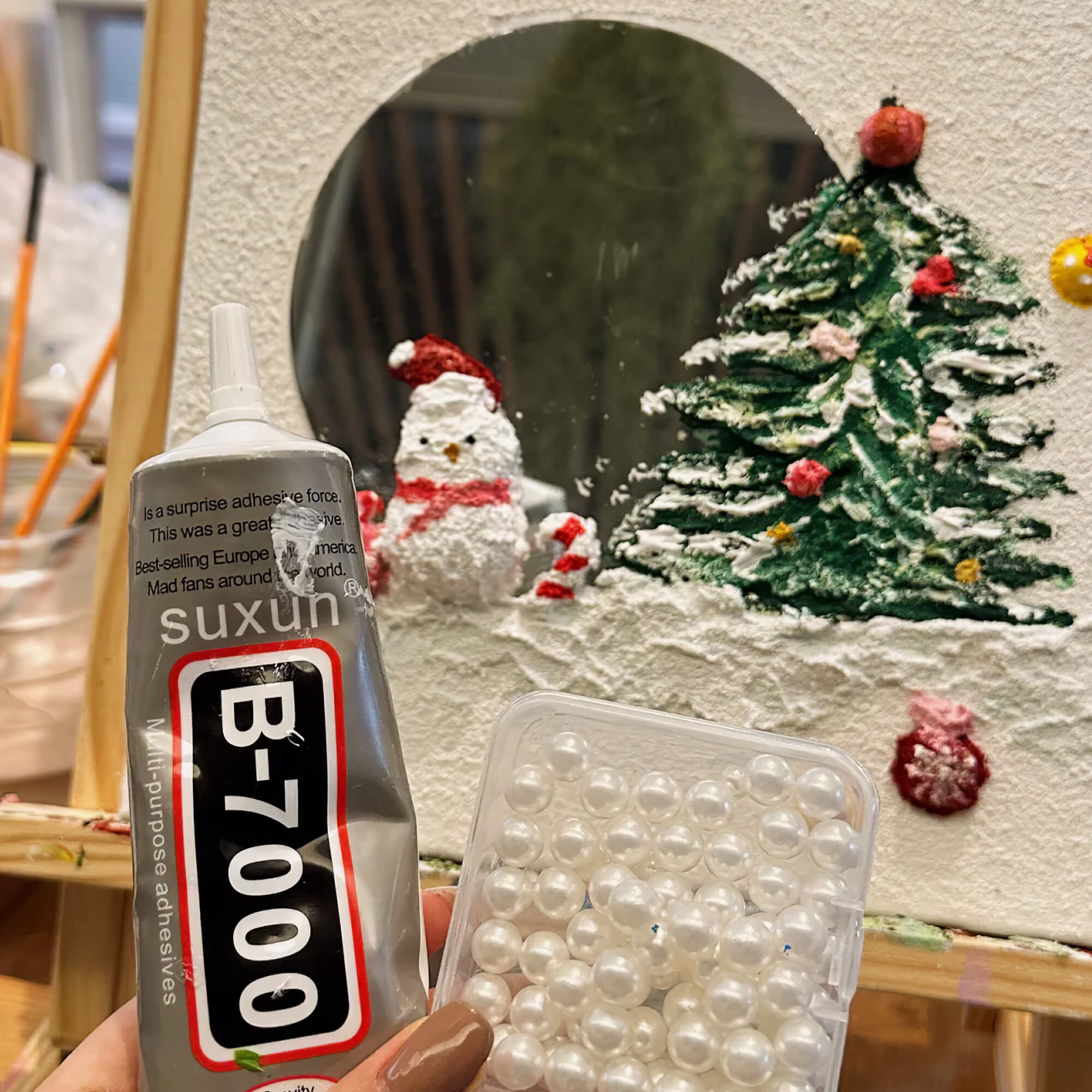 Creative Acrylic Painting Clay Pearls DIY Mirror