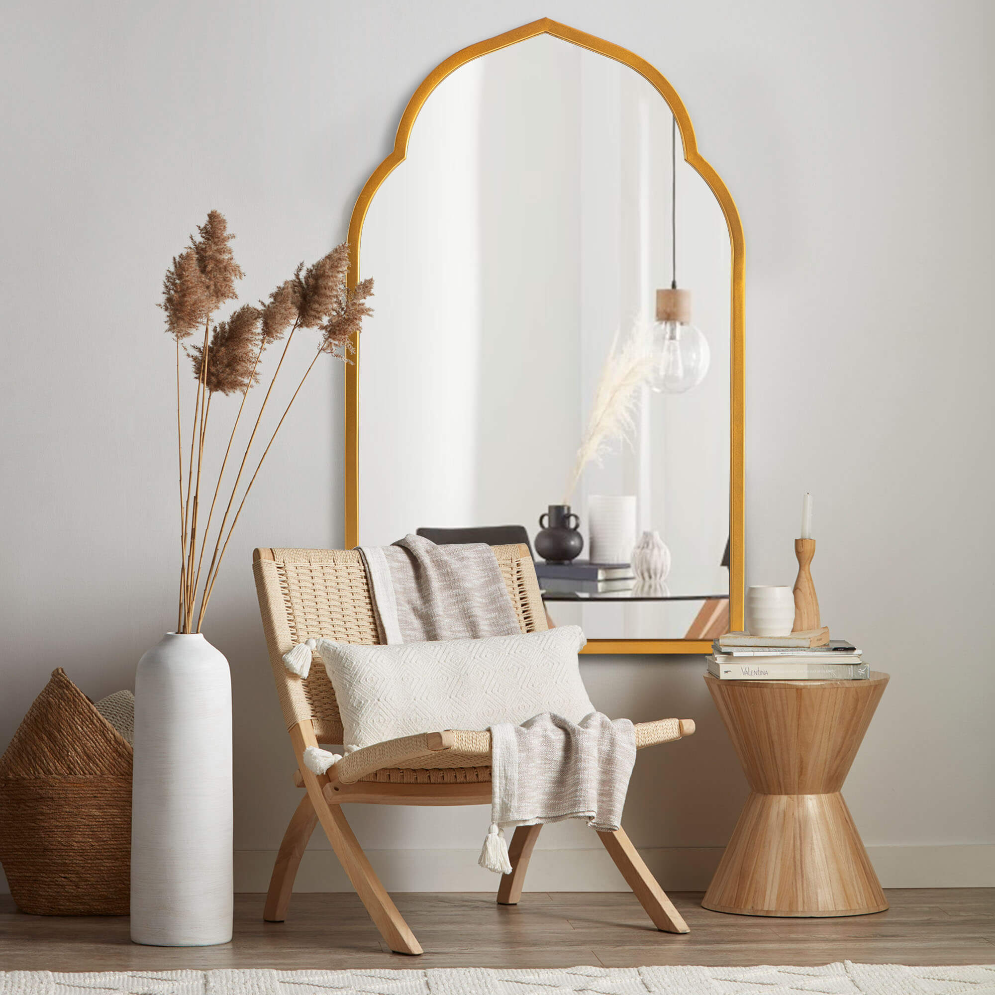 Hedda- Arch Moroccan Inspired Gold Iron Frame Wall Mirror