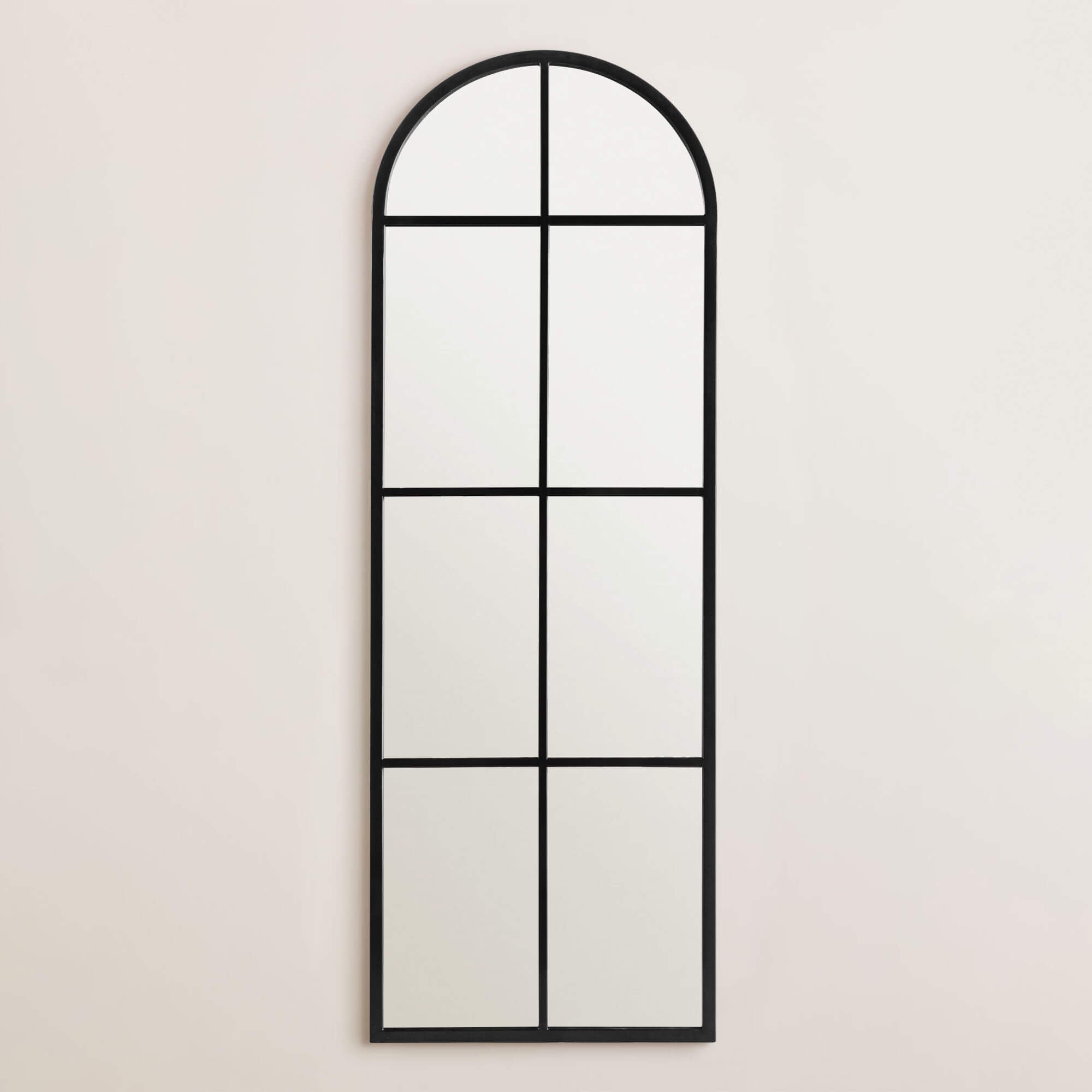 Bernice- Iron Window Pane Black & Gold Arch Decorative Wall Mirror