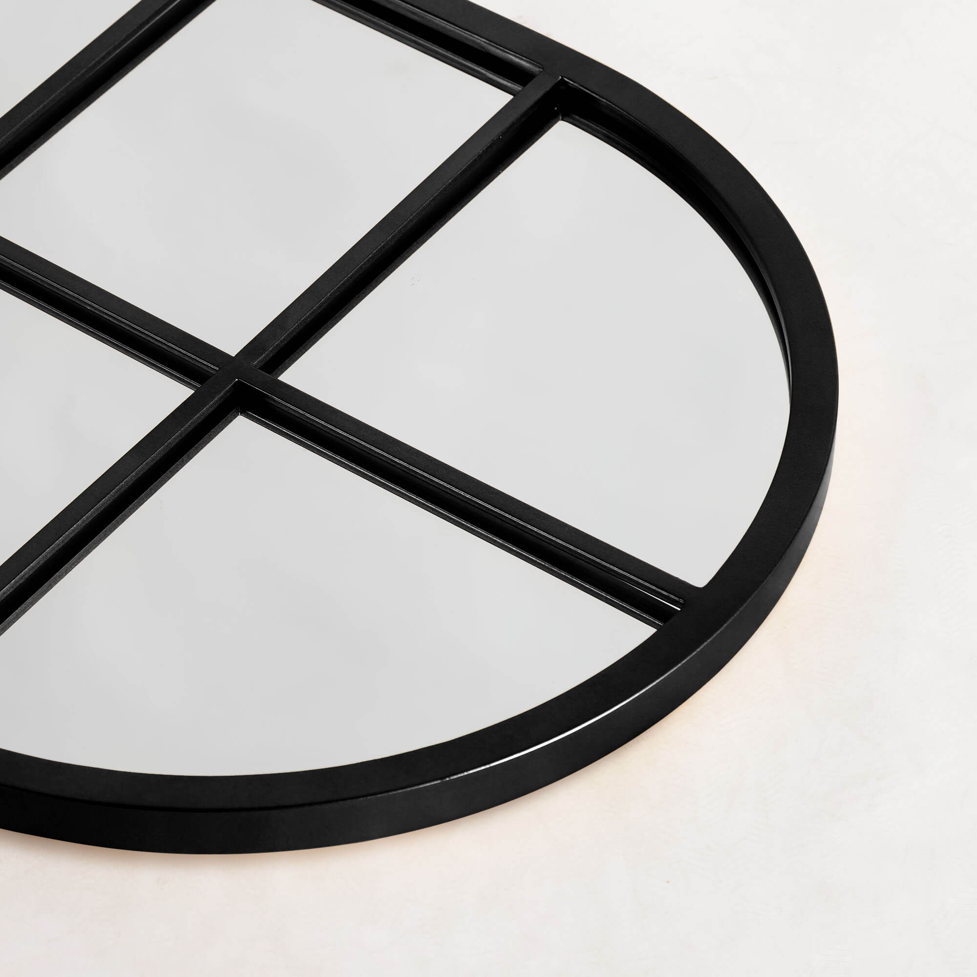 Bernice- Iron Window Pane Black & Gold Arch Decorative Wall Mirror