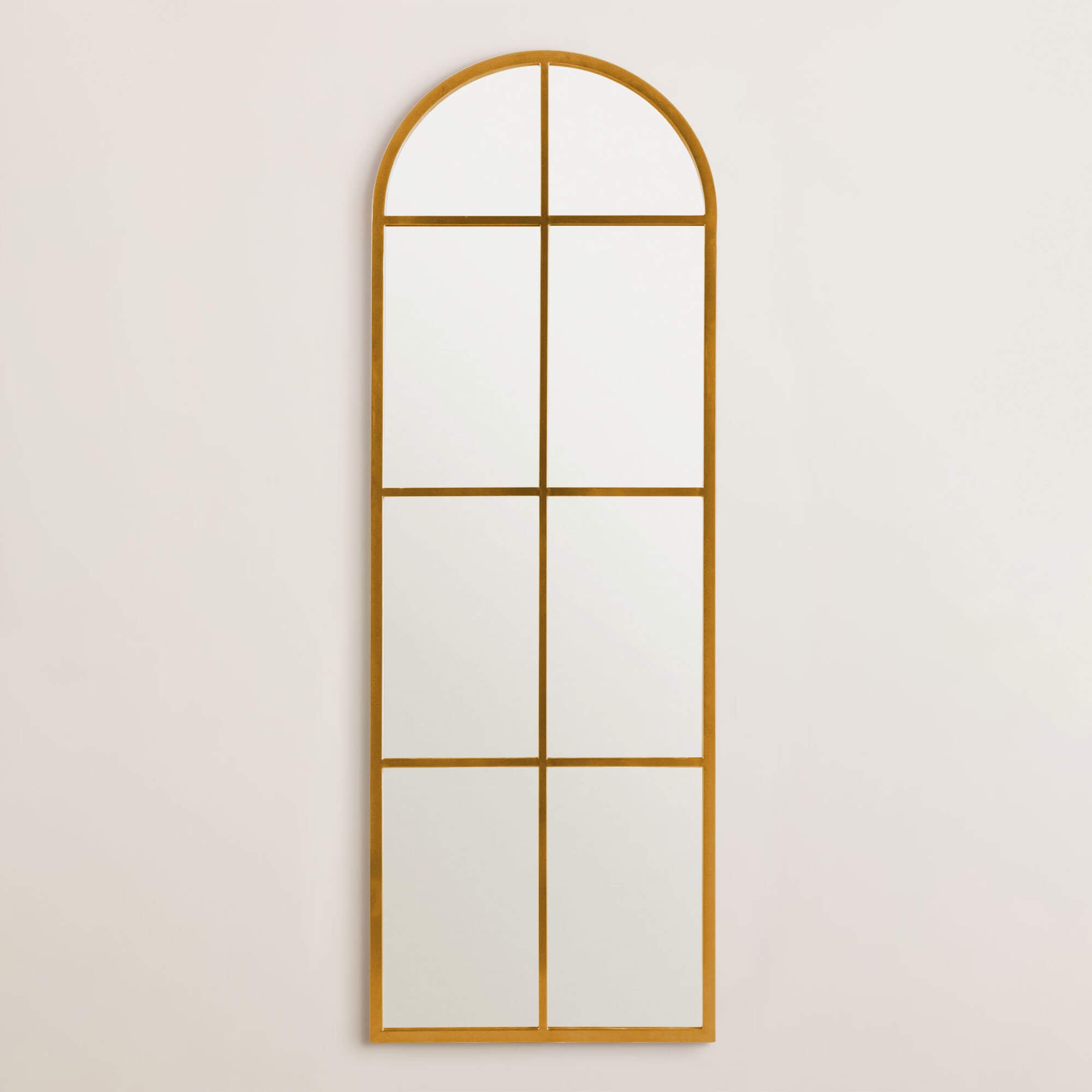 Bernice- Iron Window Pane Black & Gold Arch Decorative Wall Mirror
