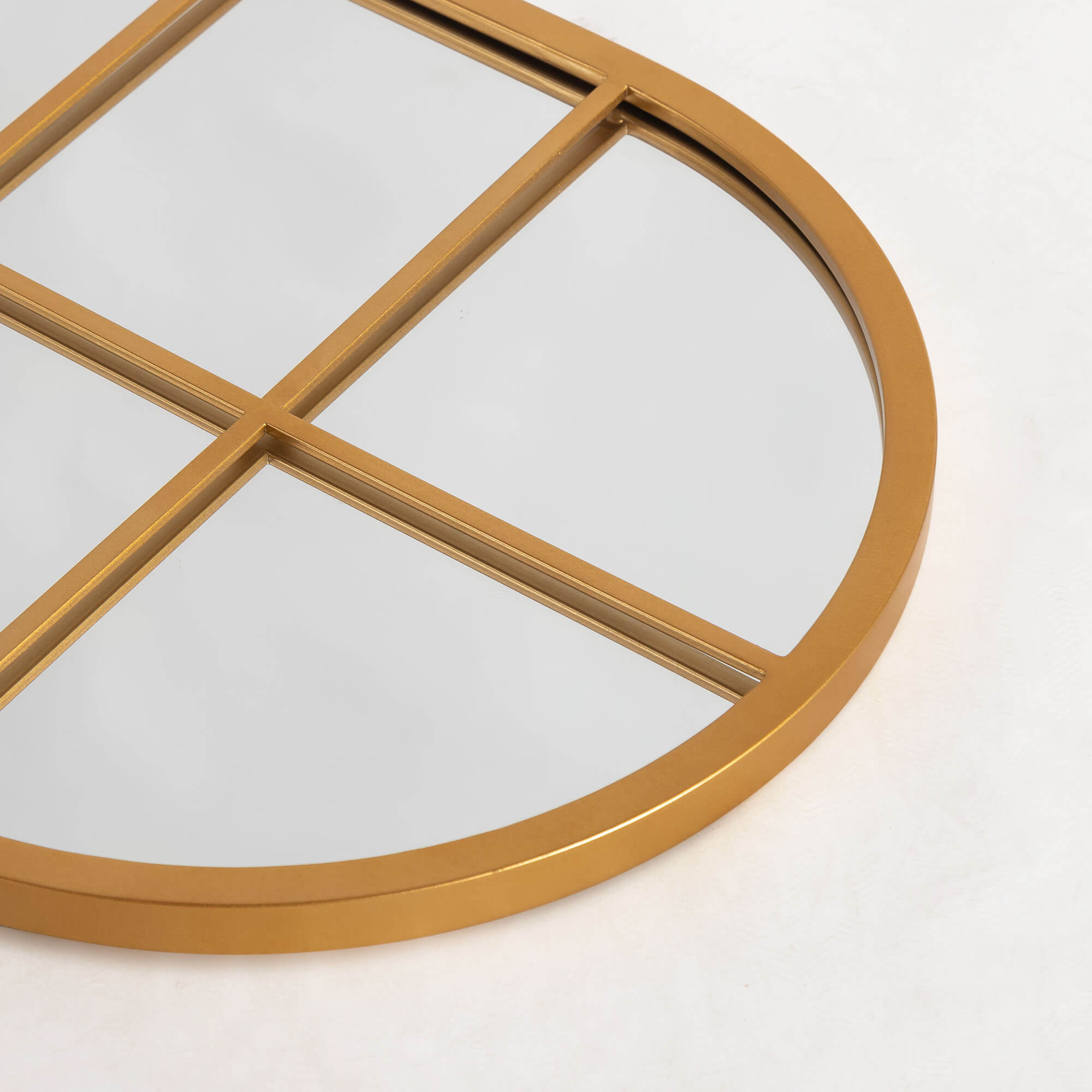Bernice- Iron Window Pane Black & Gold Arch Decorative Wall Mirror