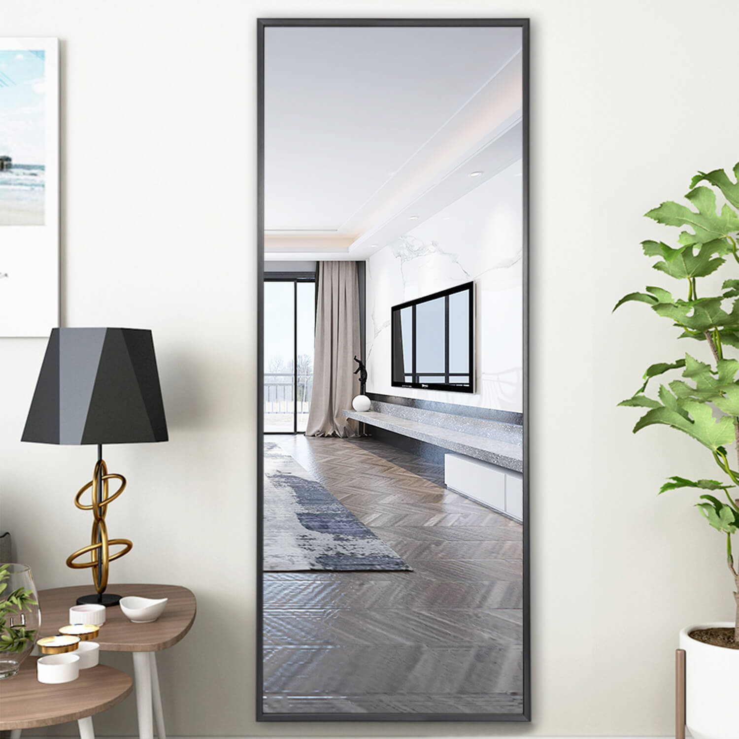 dark gray floor mirror