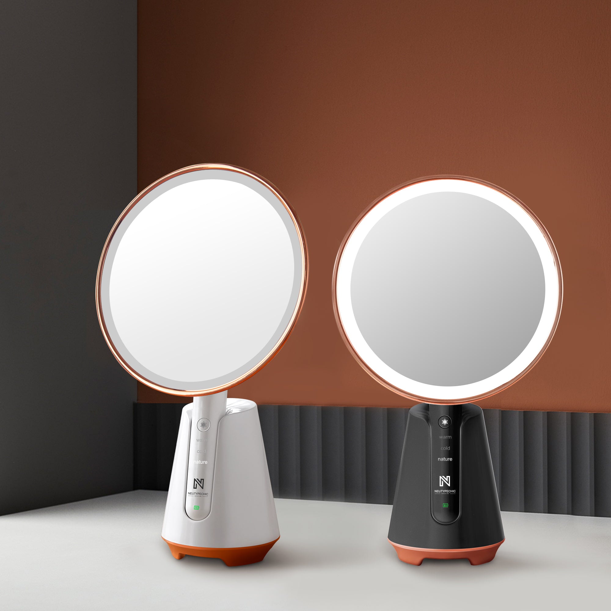 Amanda-8'' Diameter Rechargeable Magnification LED Handheld Lighted Vanity Mirror