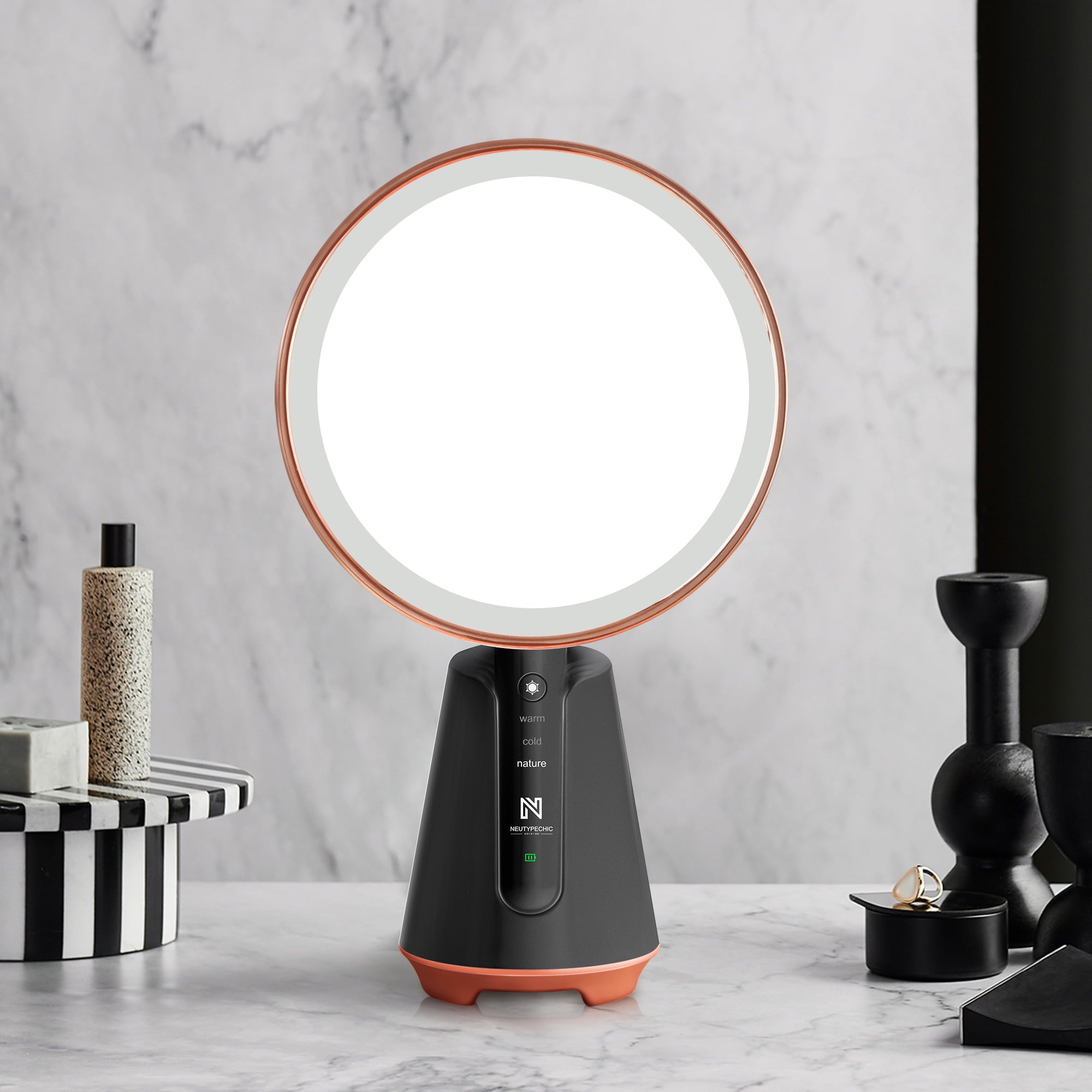 Amanda-8'' Diameter Rechargeable Magnification LED Handheld Lighted Vanity Mirror
