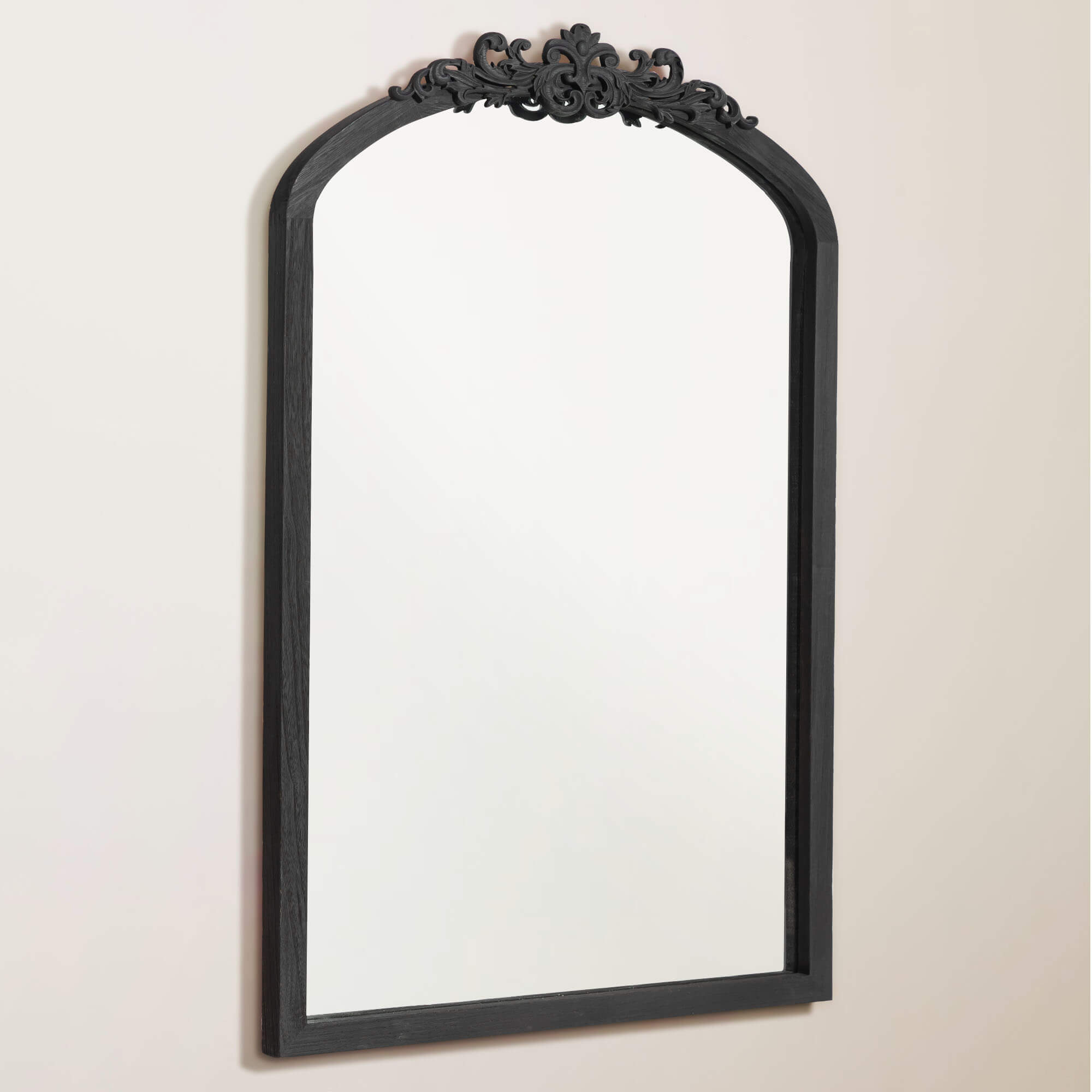 large black wood arch mirror