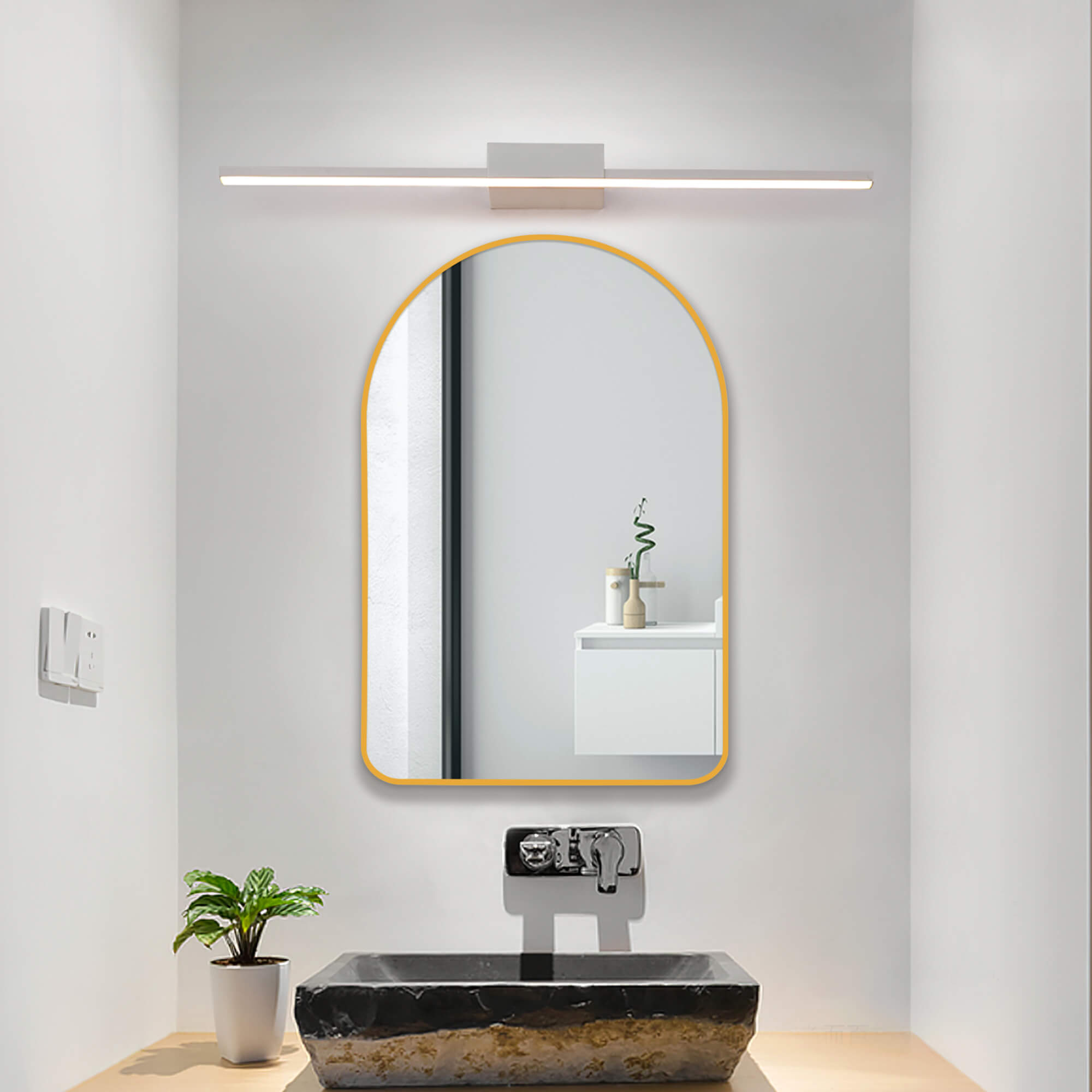 gold round corner arch mirror