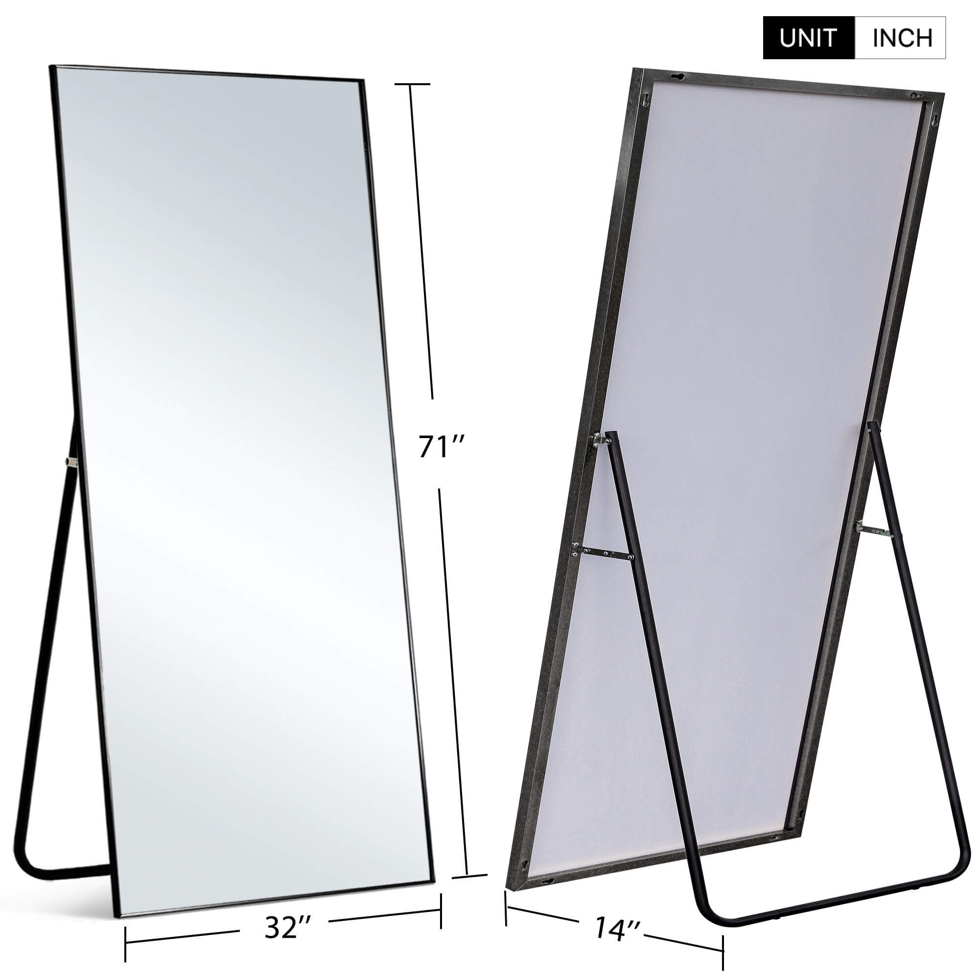Dorothy-71"x 31.5" Oversized Rectangle Metal Framed Full Length Floor Mirror