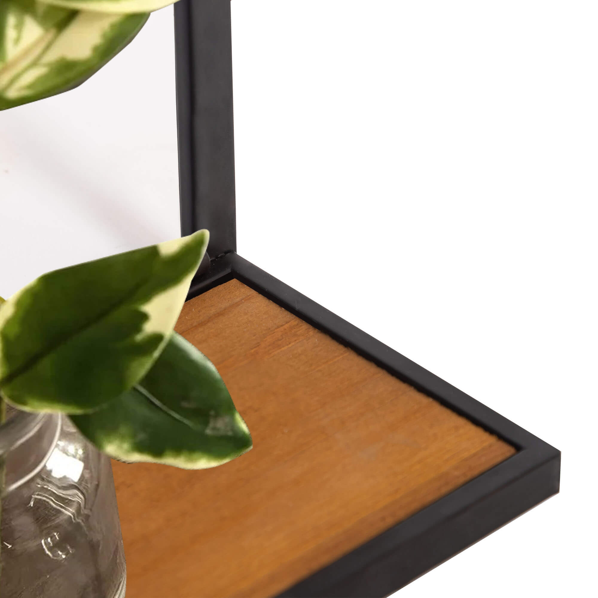 Poll-30"x22" Black Bathroom Mirror with Foldable Shelf