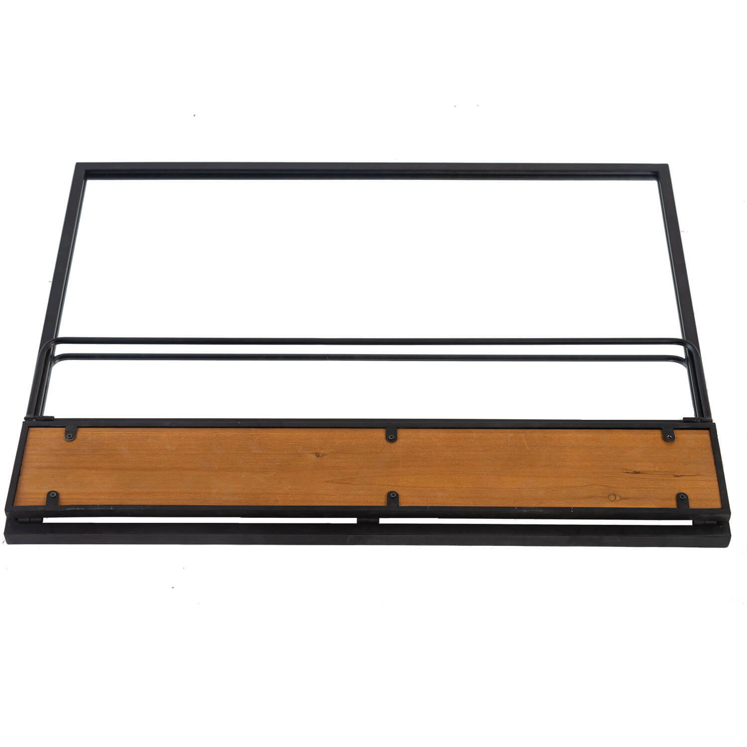 Poll-30"x22" Black Bathroom Mirror with Foldable Shelf