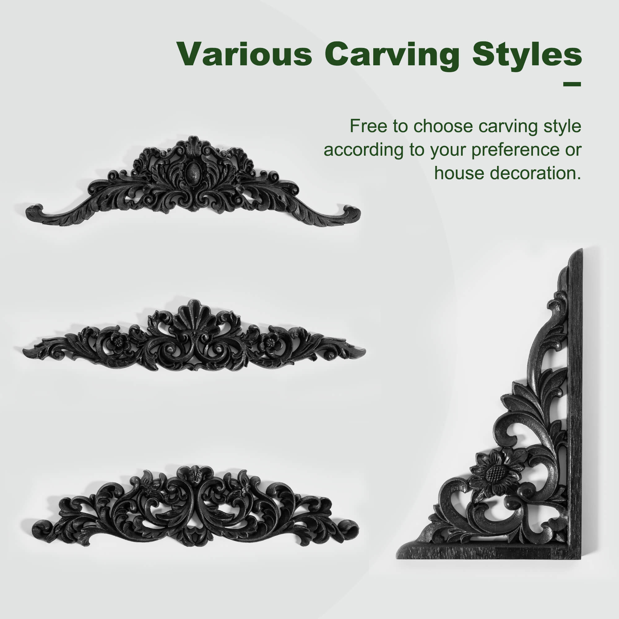 Jucy- 67"x28" Three Interchangeable Carved Solid Wood Full length Mirrors