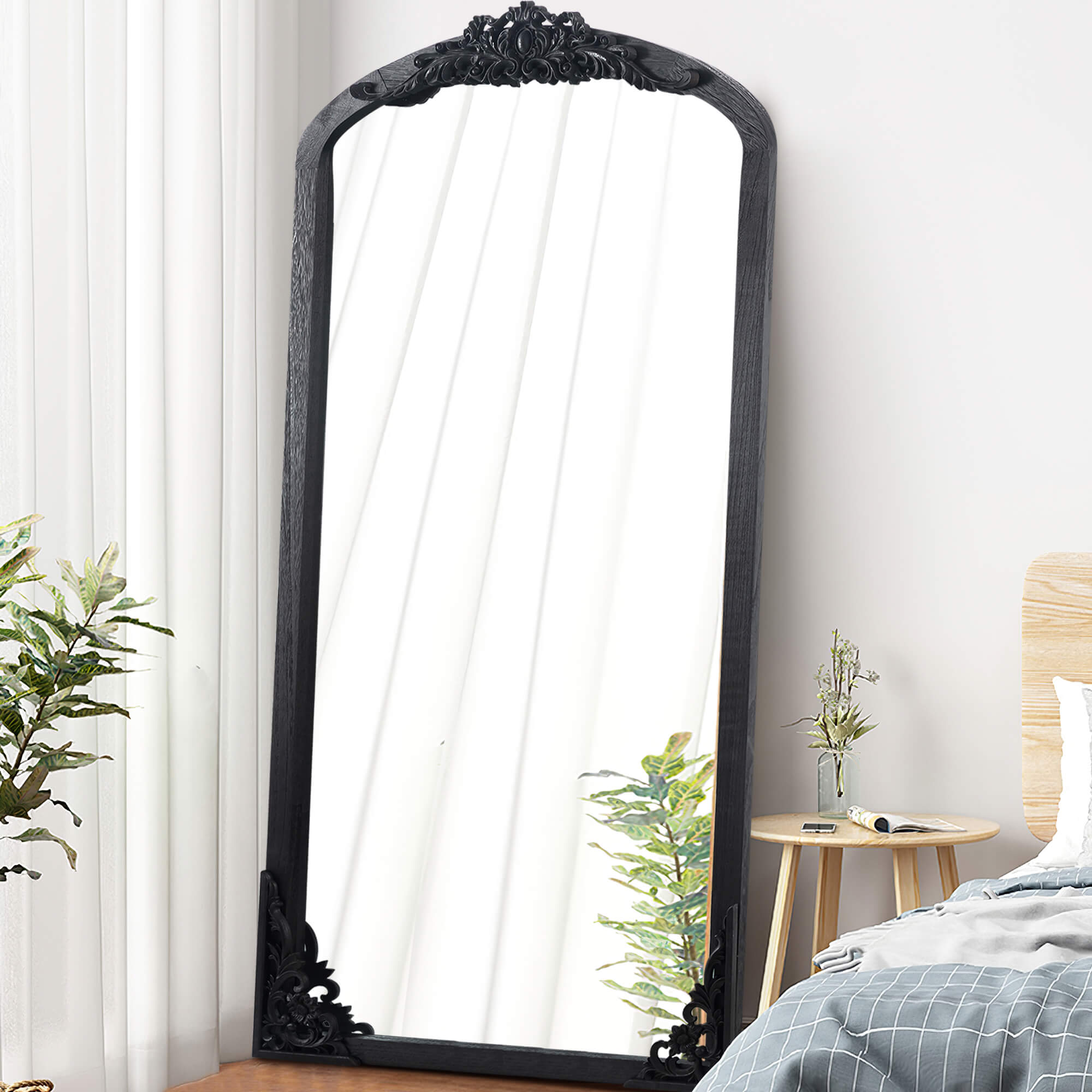 Jucy- 67"x28" Three Interchangeable Carved Solid Wood Full length Mirrors