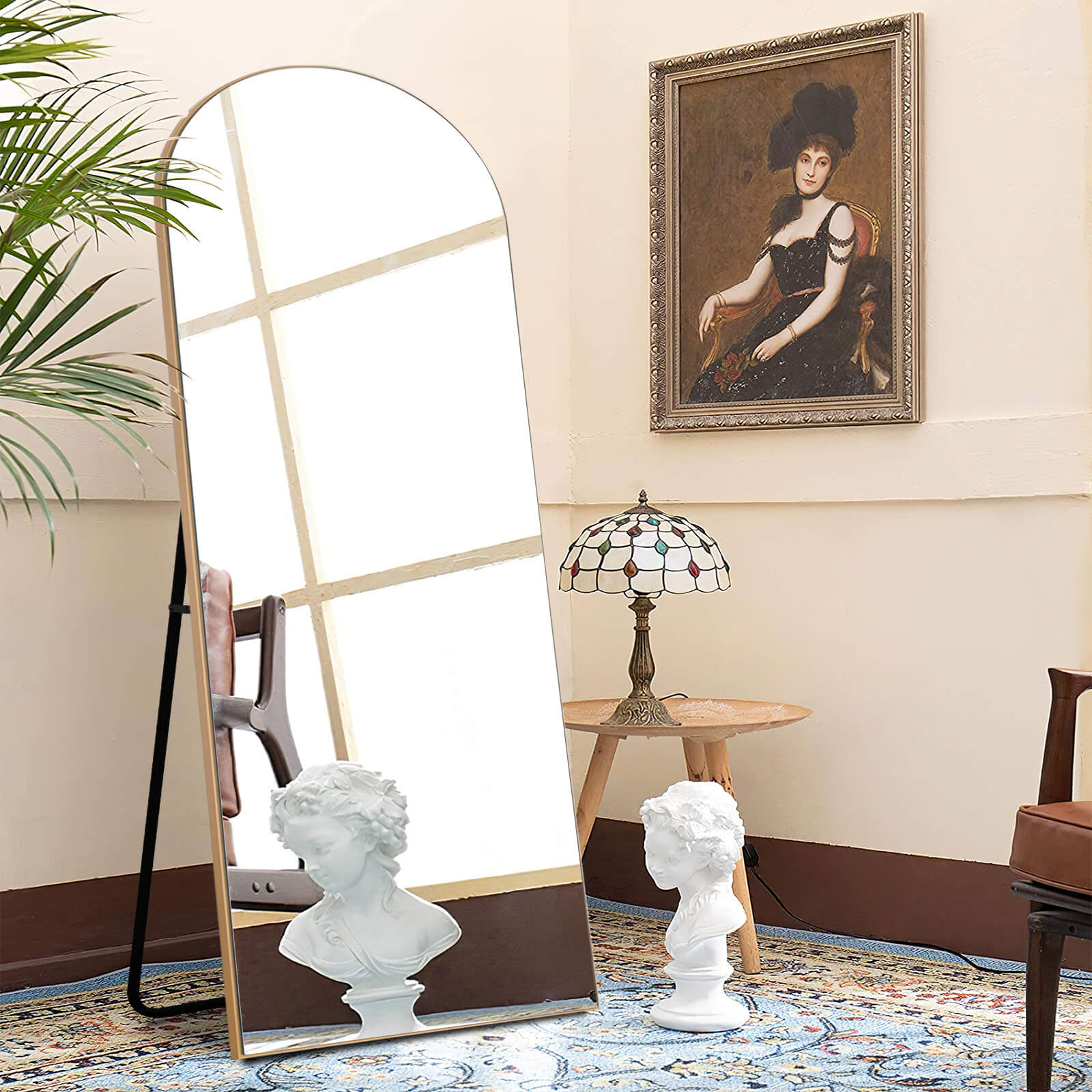 Gold Arched-top full length mirror