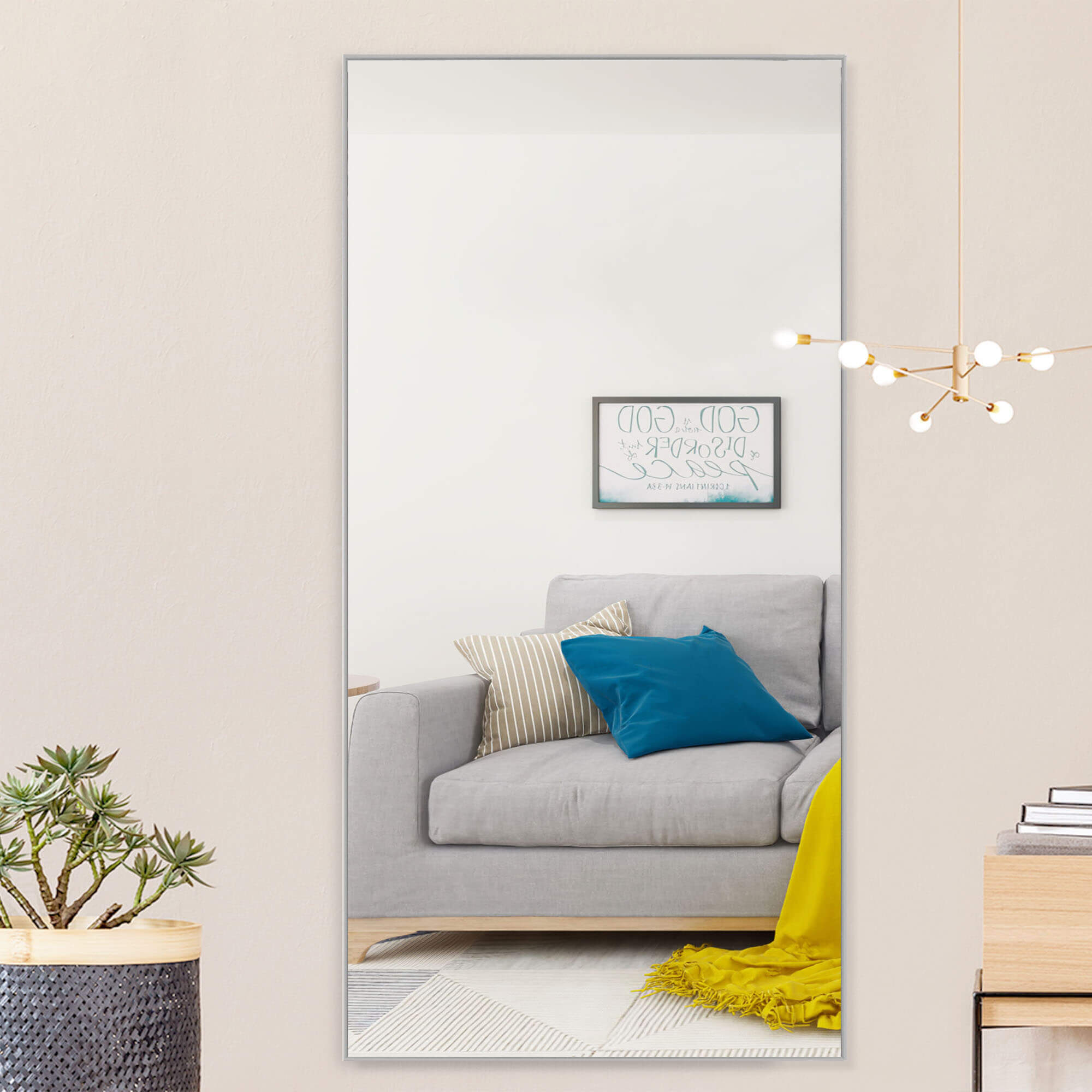 silver floor standing mirror