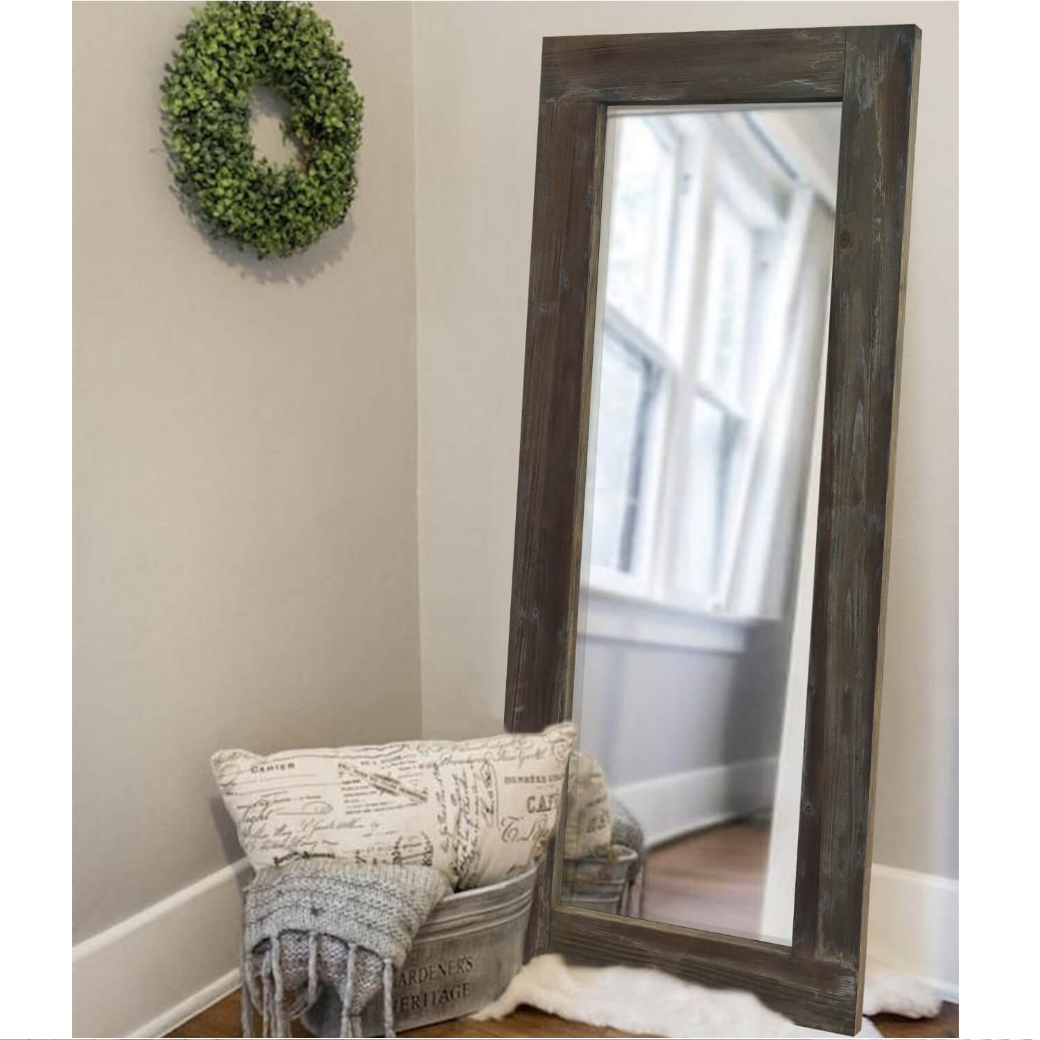 antique wood full length dressing mirror