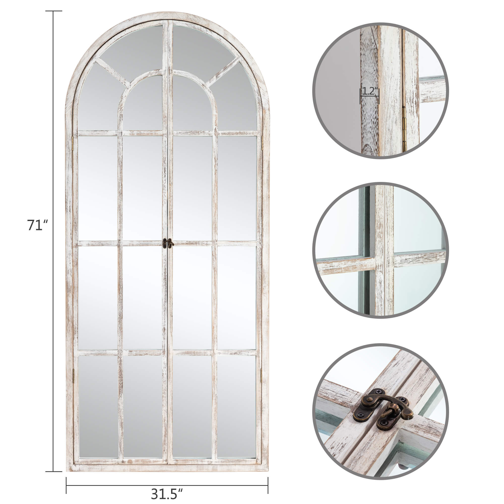 Sonia-71"x31.5" Farmhouse Wood Full Length Mirror