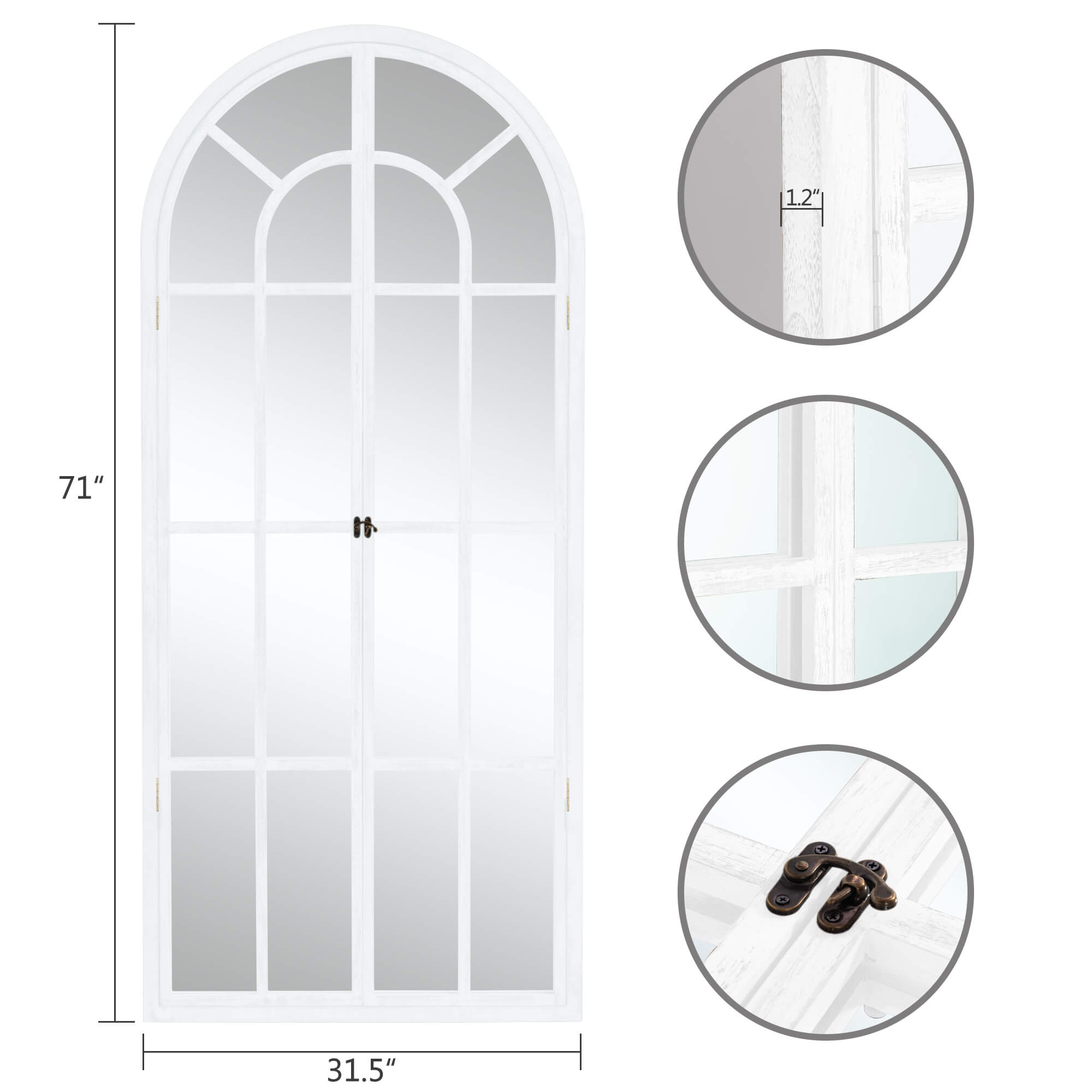 Sonia-71"x31.5" Farmhouse Wood Full Length Mirror