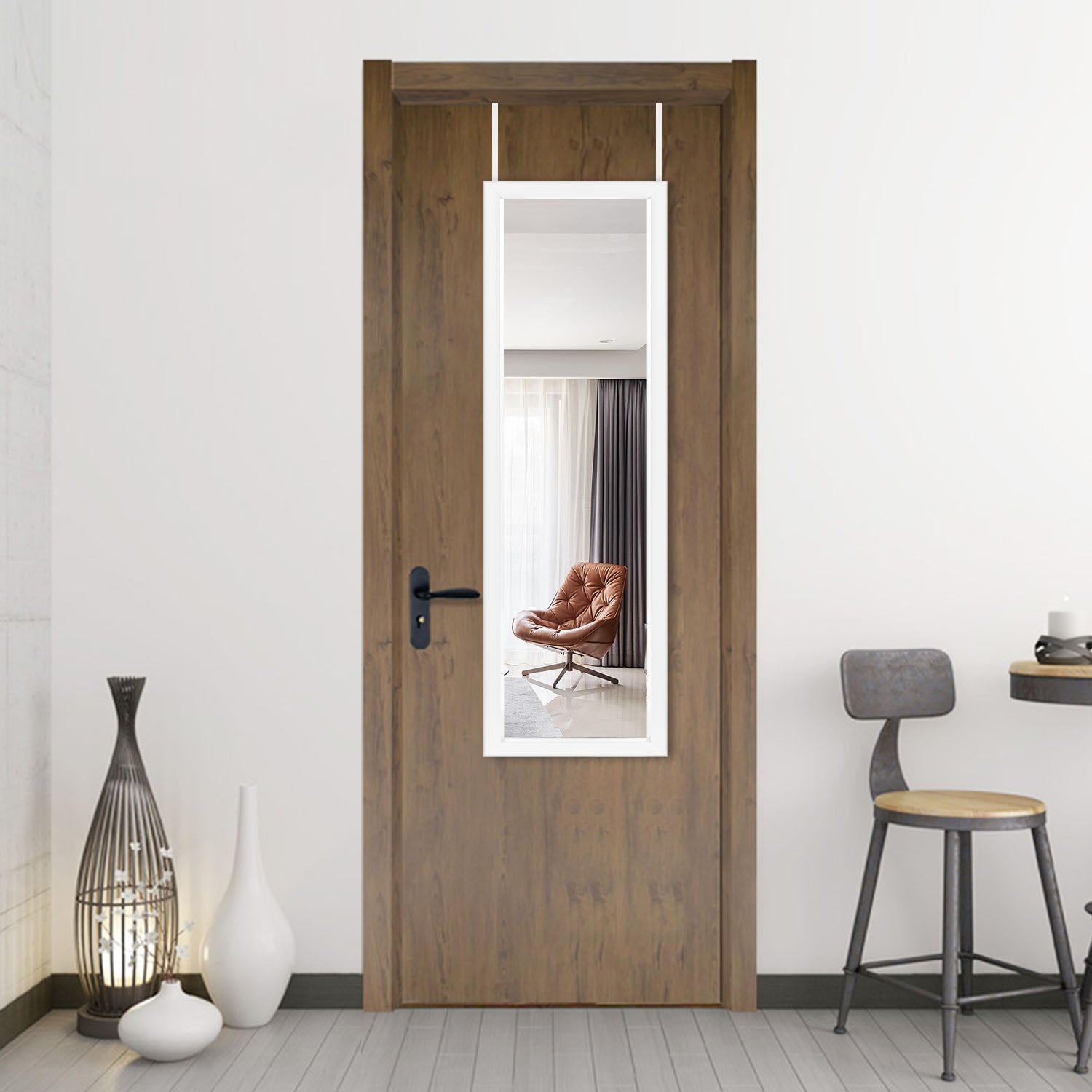 white full length door hanging mirror