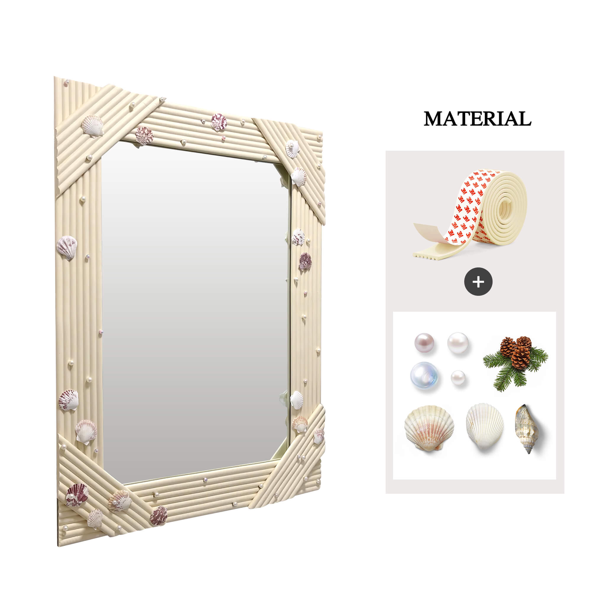 Countryside Sea Shell Pine Bumper Strip DIY Mirror