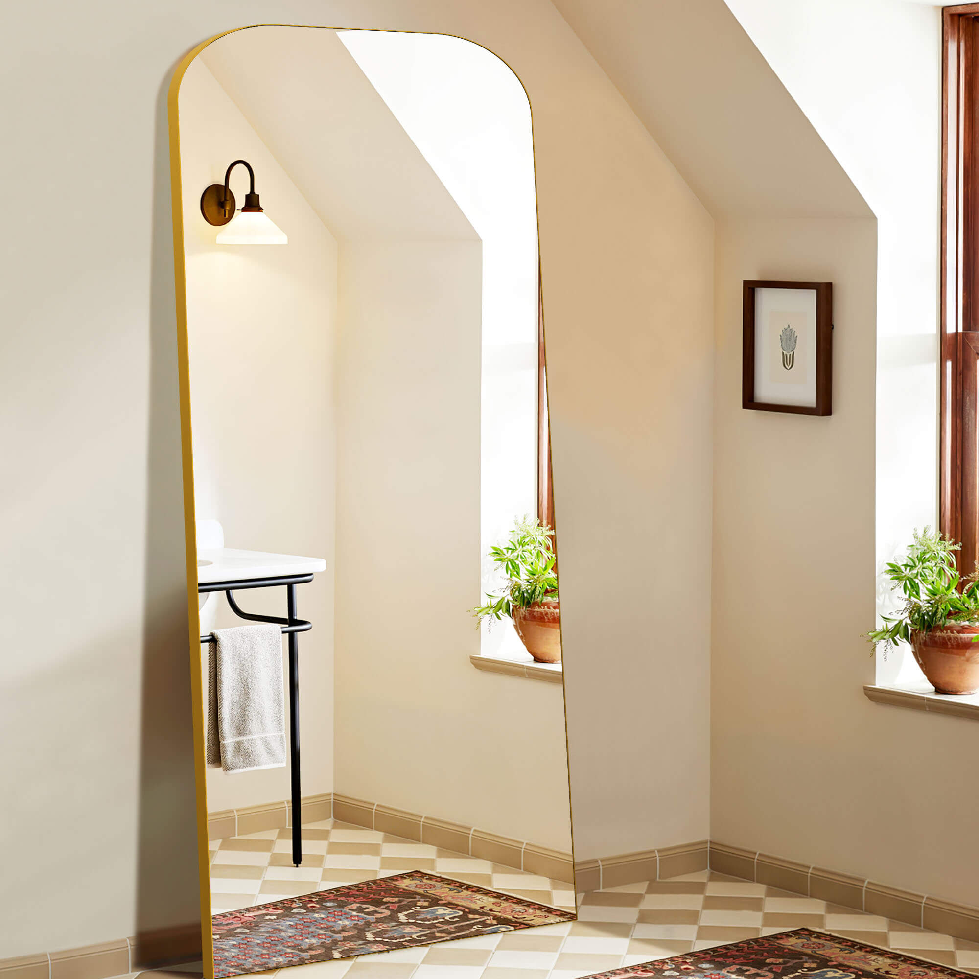 gold full length leaning decor mirror