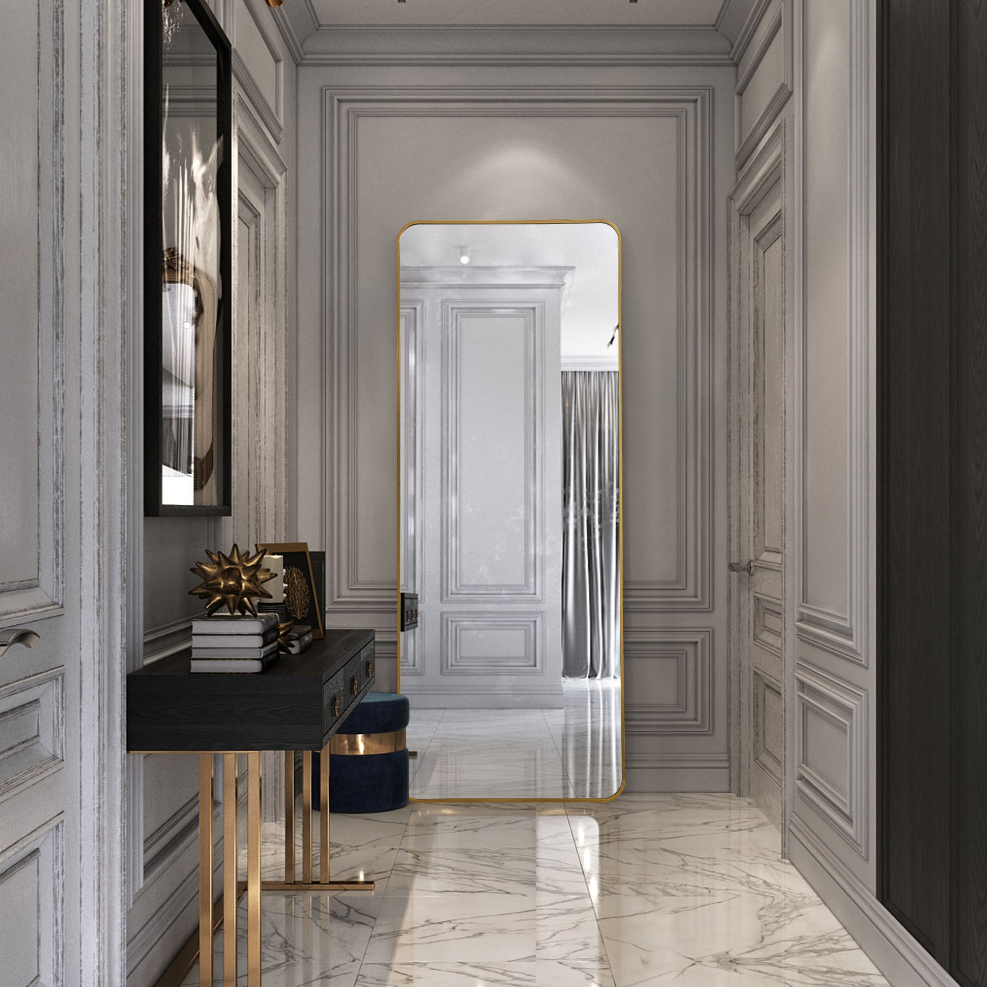 Dot-Modern Full Length Round Corner Mirror