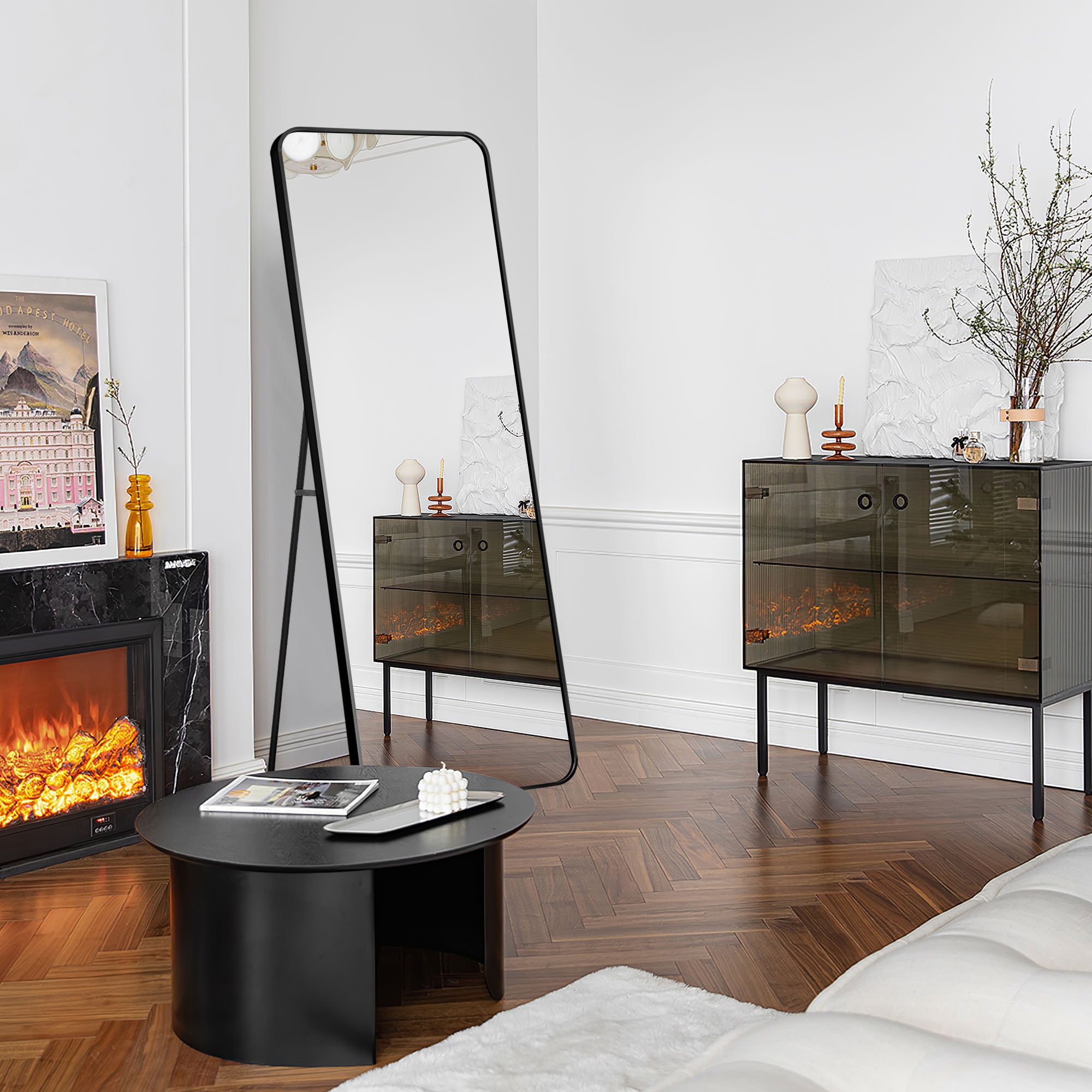 Dot-Modern Full Length Round Corner Mirror