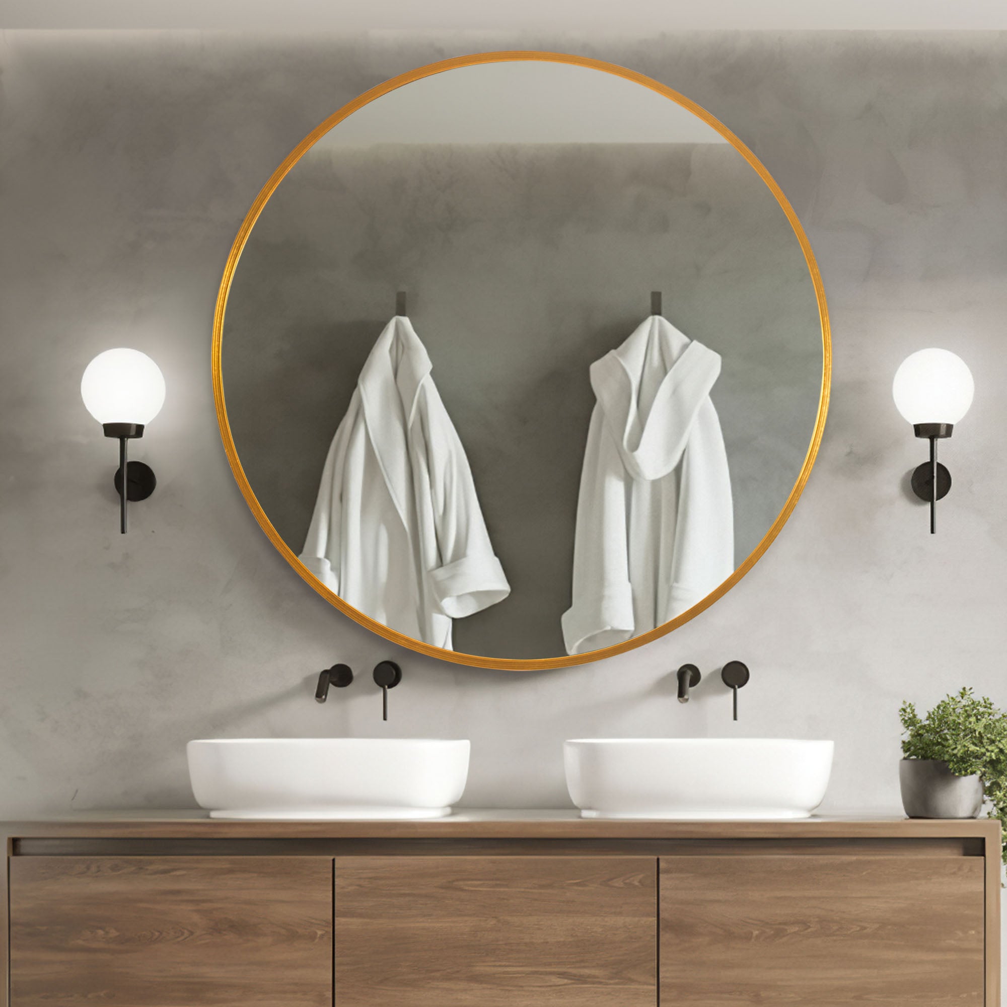 Carlee-Metal Frame Large Round Wall Mirror Decor Circle Mirror