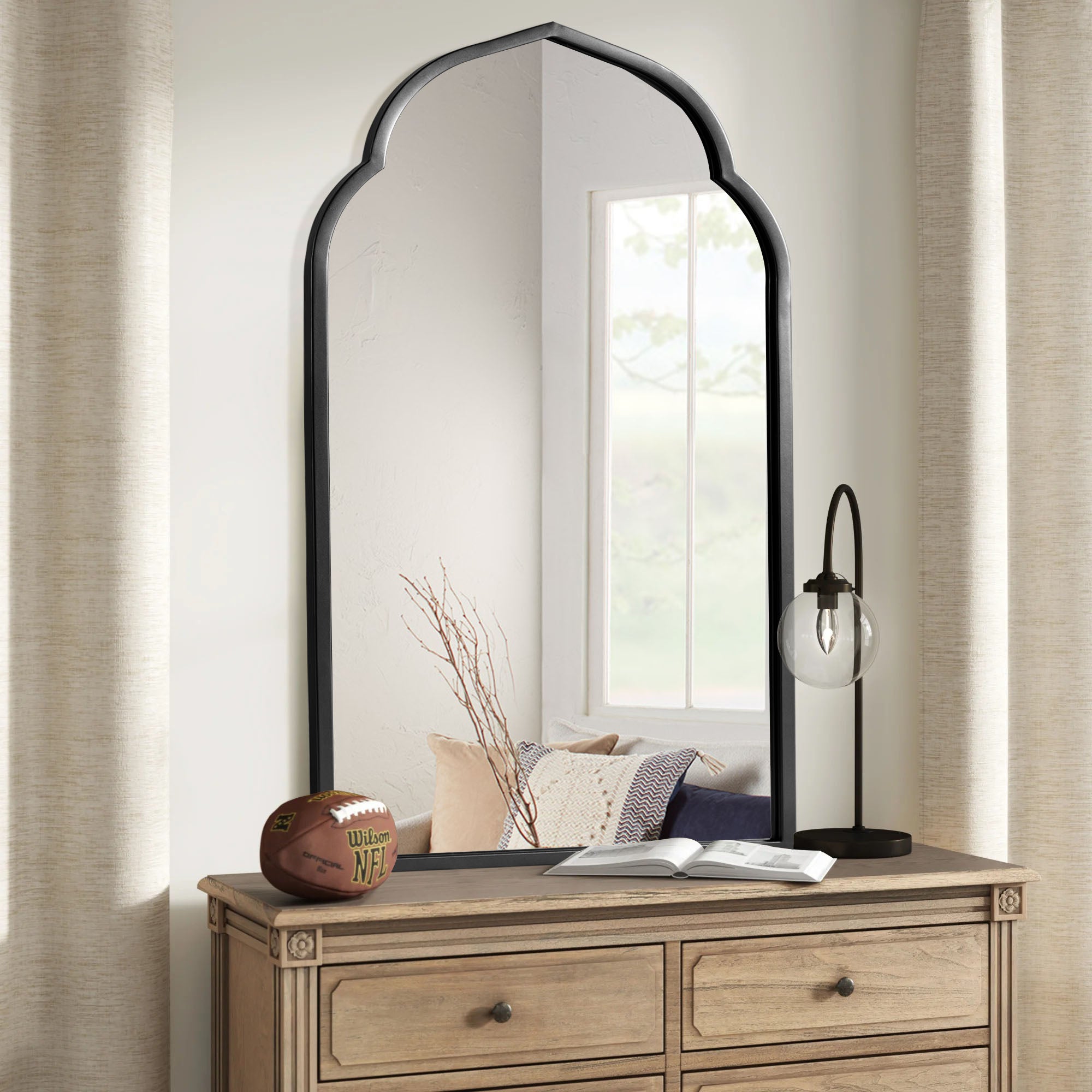 Hedda- Arch Moroccan Inspired Gold Iron Frame Wall Mirror