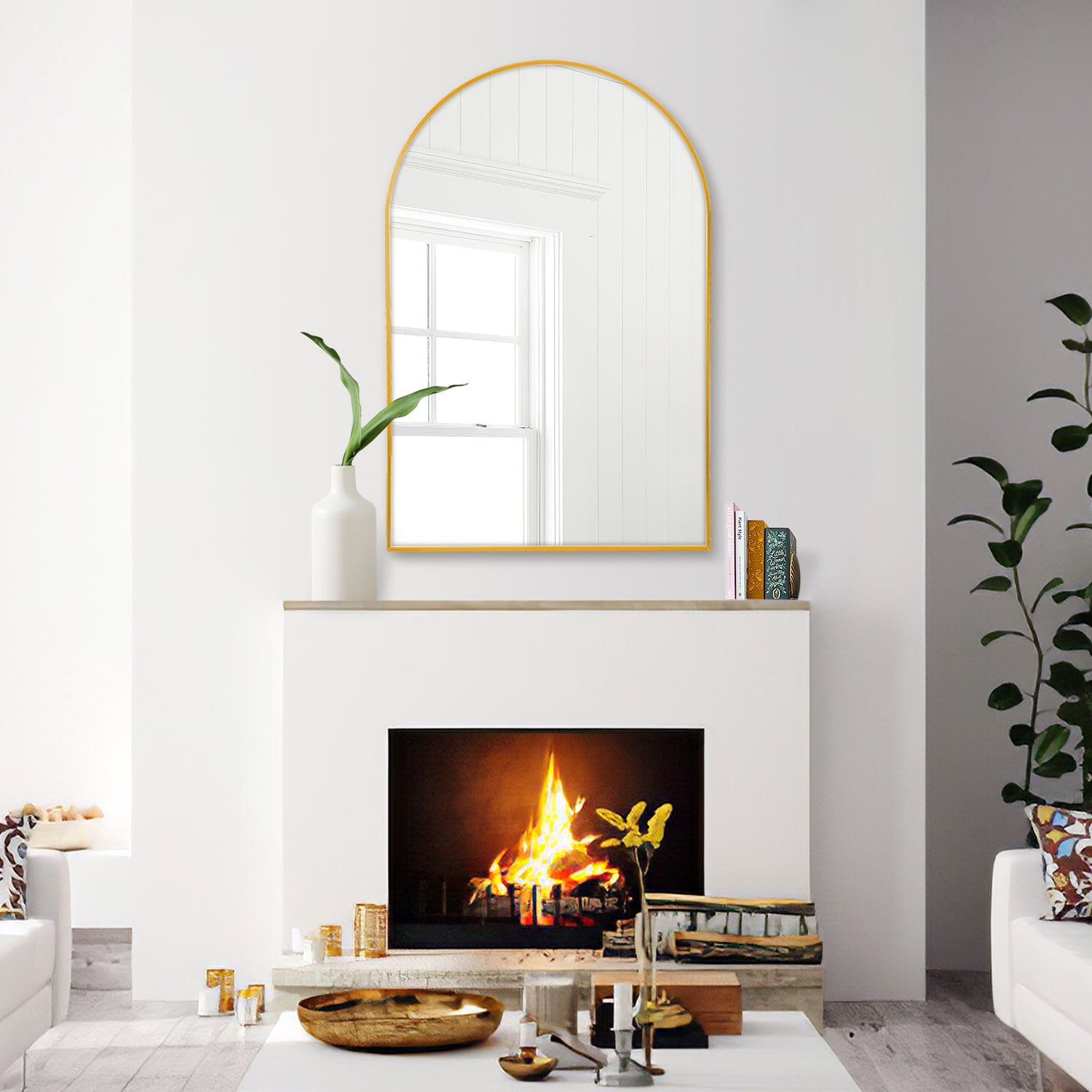 Jocelyn-24"x35" Arched Wall Decor Mirror Bathroom Arch Top Wall Mirror
