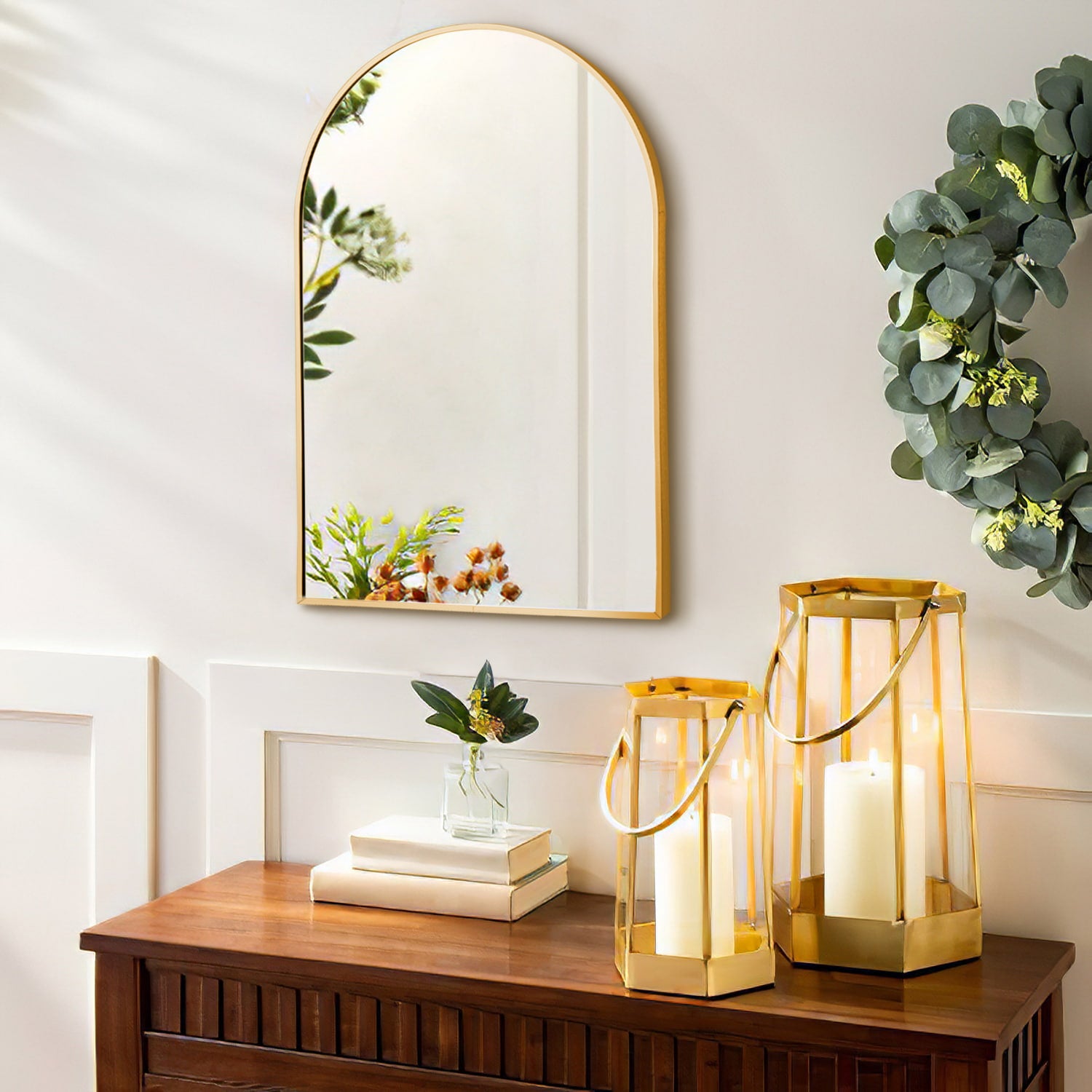 Jocelyn-24"x35" Arched Wall Decor Mirror Bathroom Arch Top Wall Mirror
