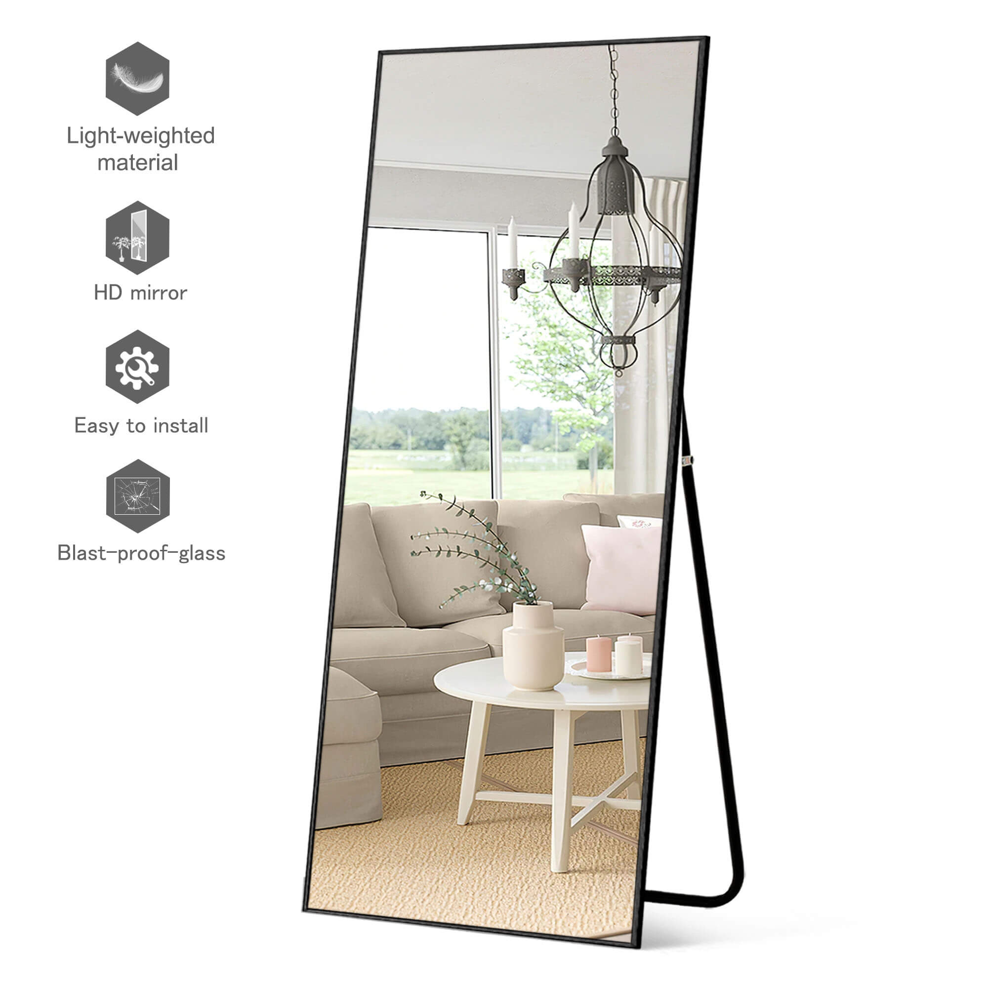 Dorothy-71"x 31.5" Oversized Rectangle Metal Framed Full Length Floor Mirror