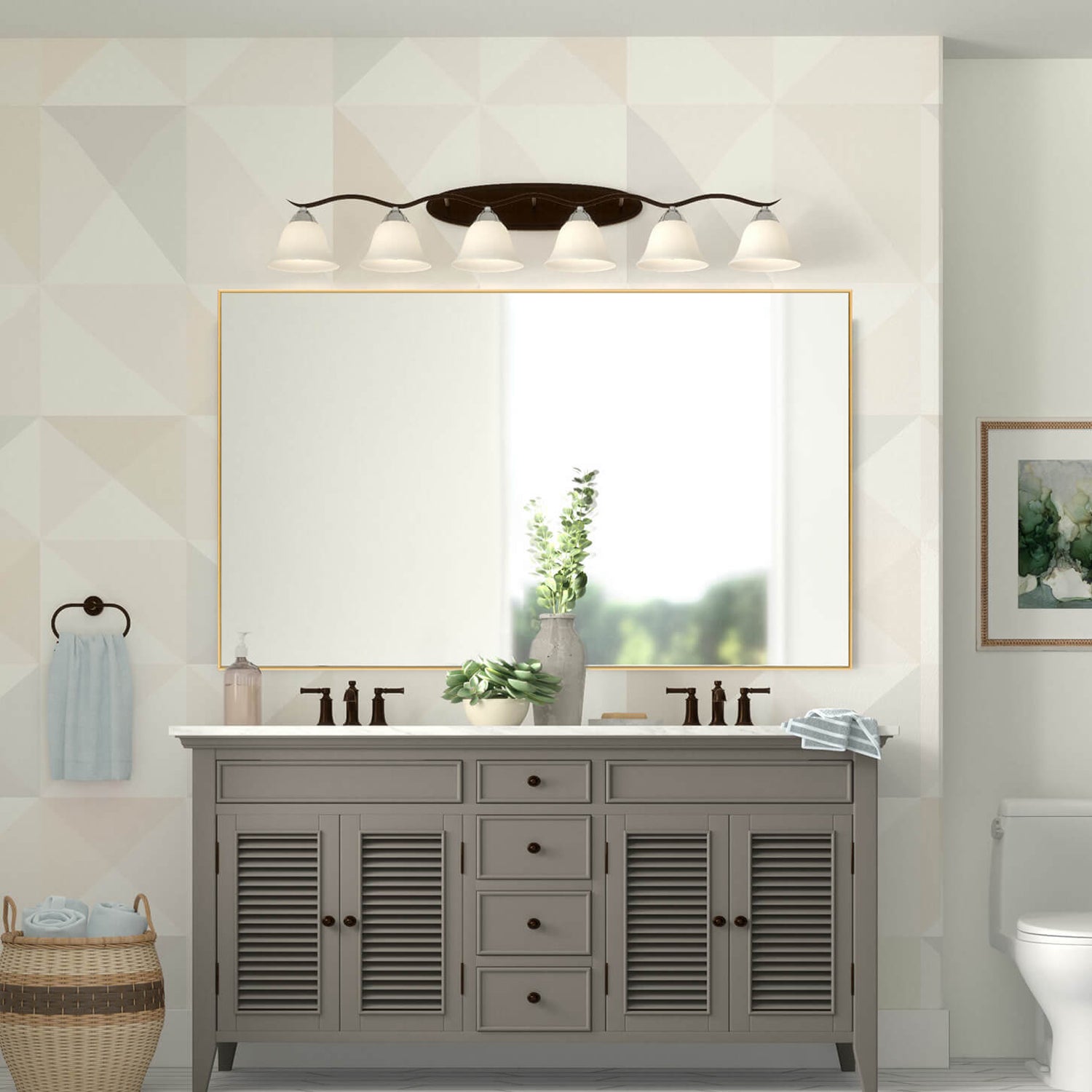 large gold full length leaning mirror