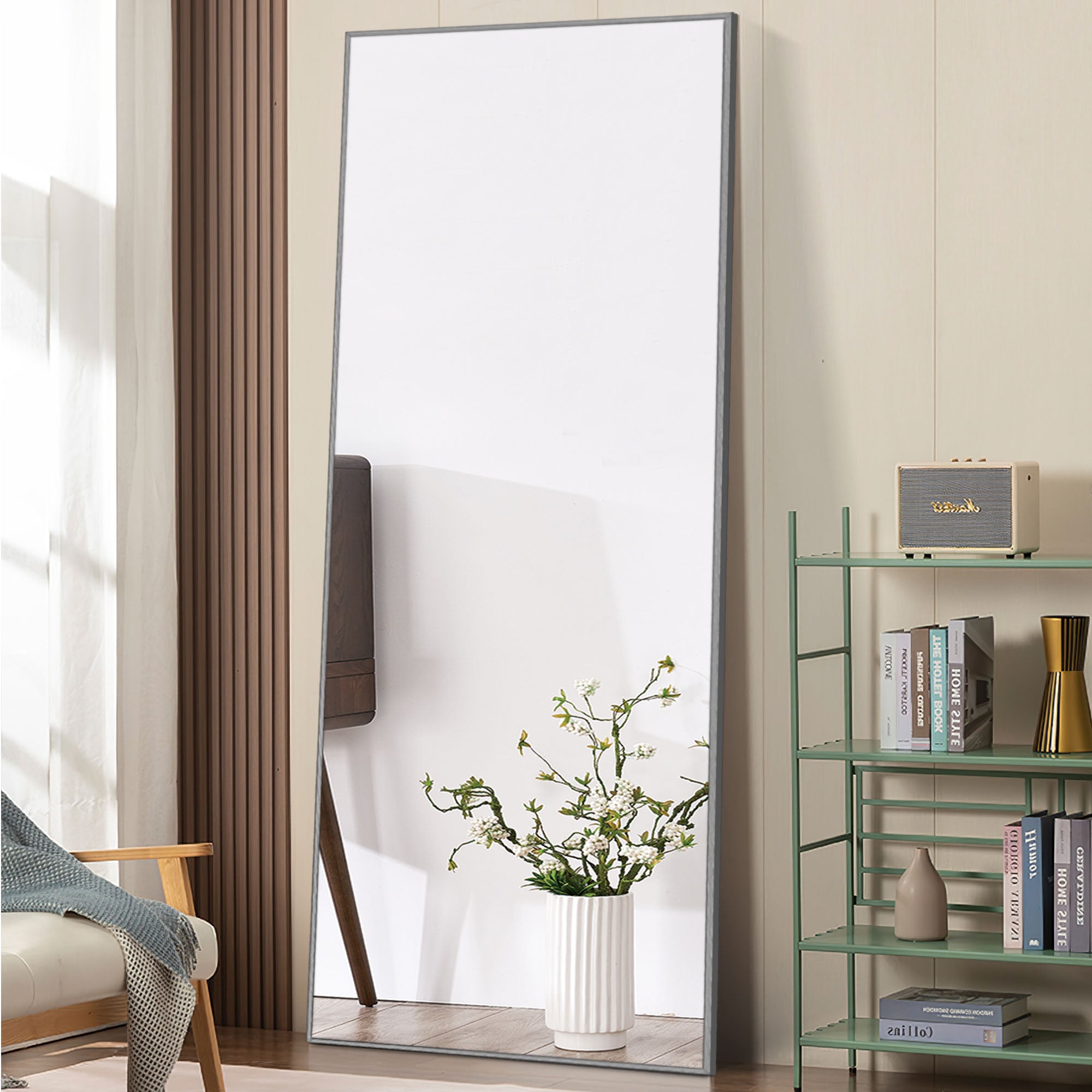 sand gray leaning mirror