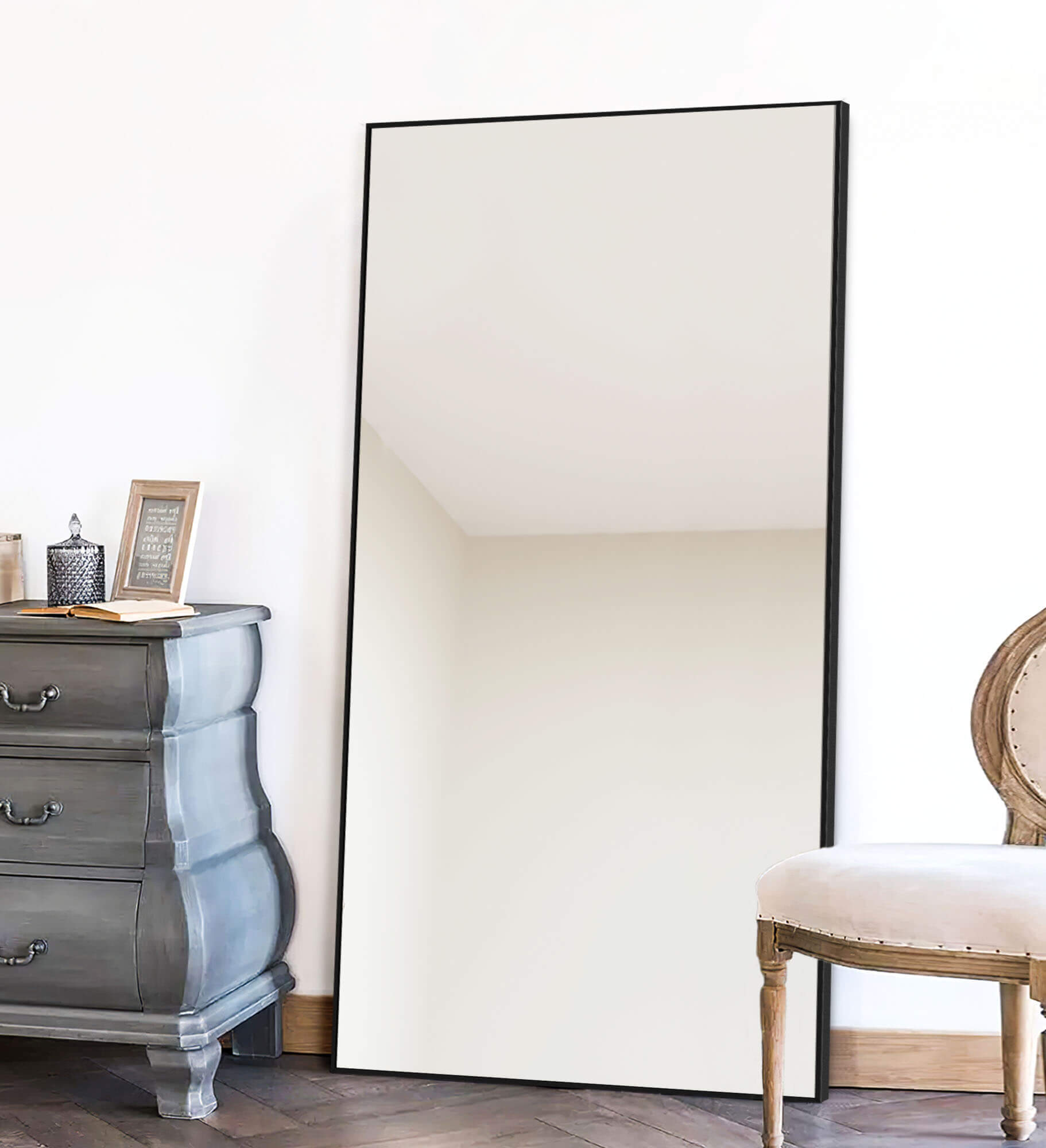 black full lengh mirror for bathroom