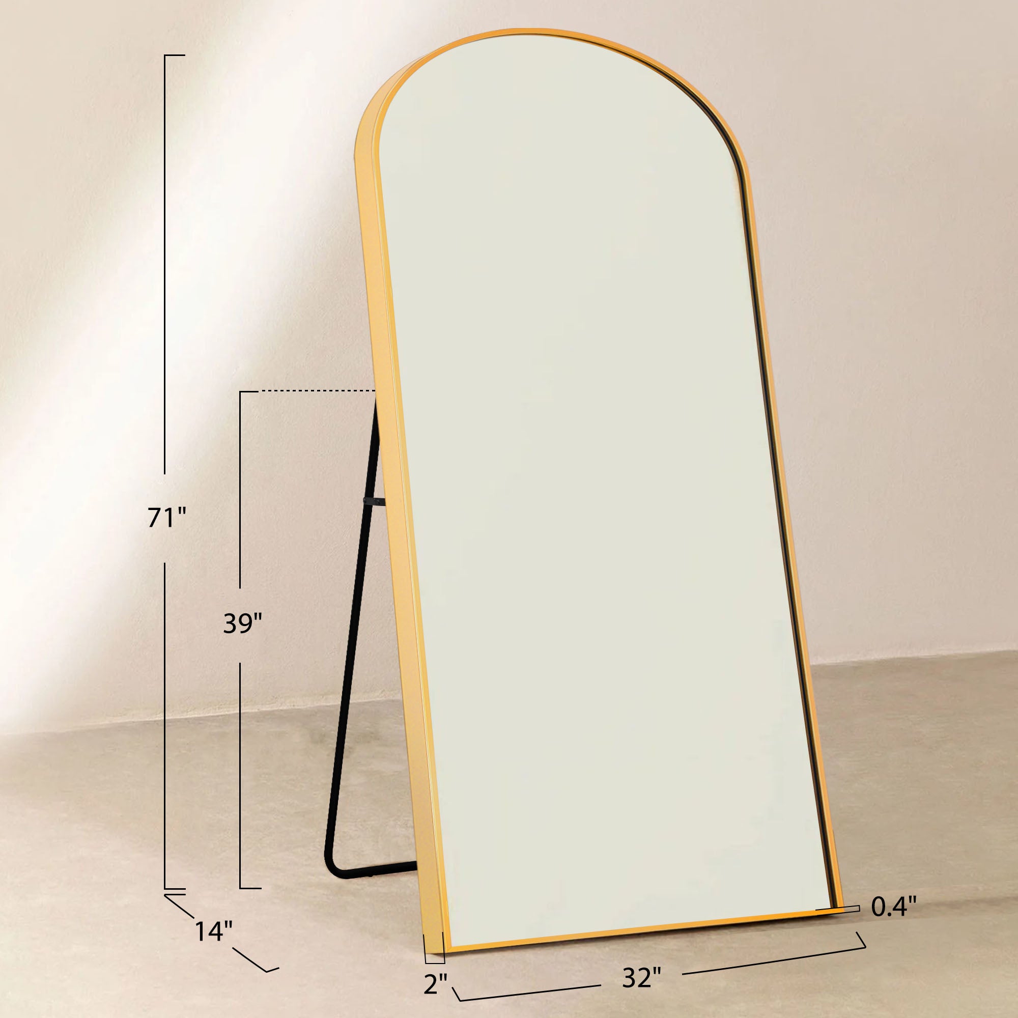 arched-top full length floor mirror