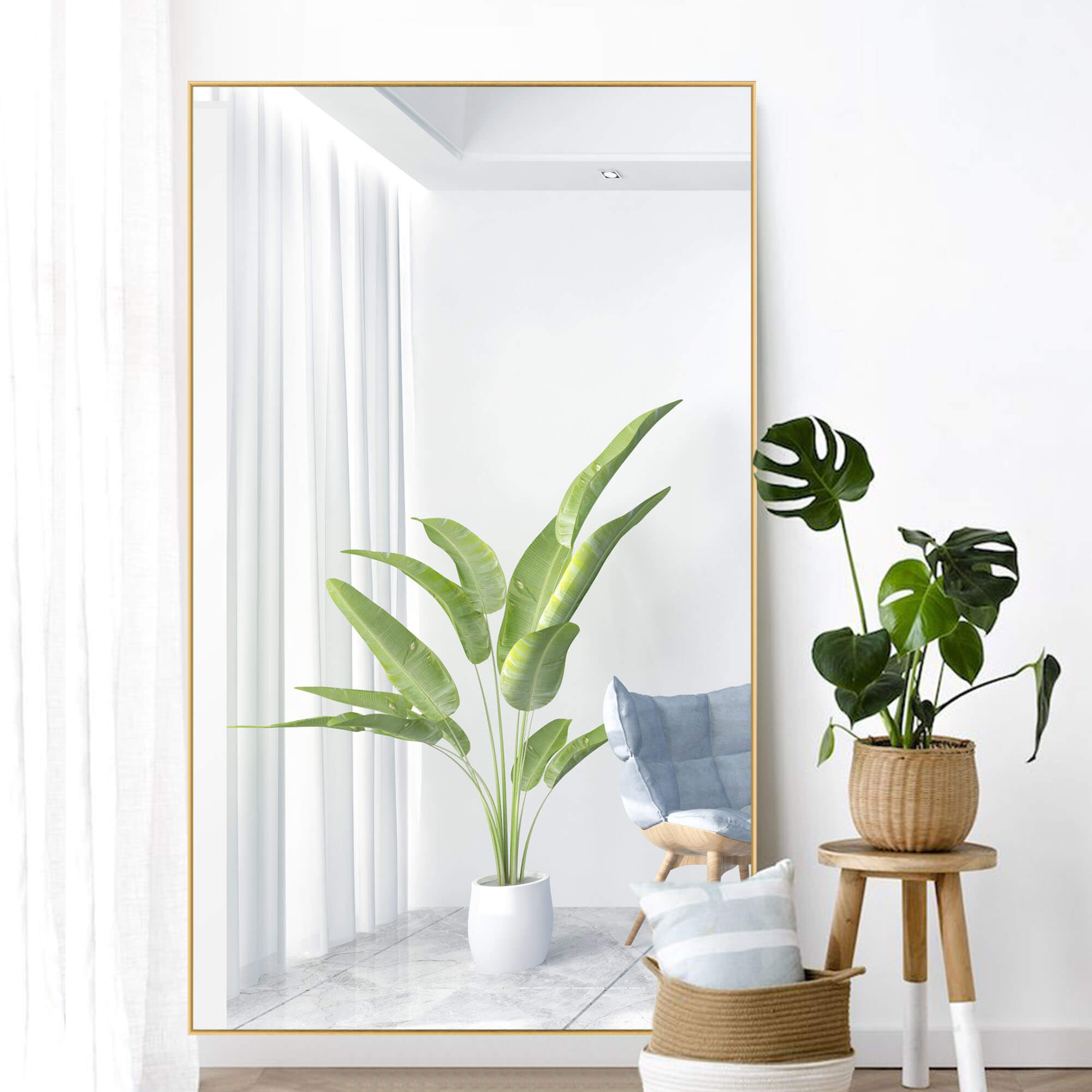 Gold full length wall mirror