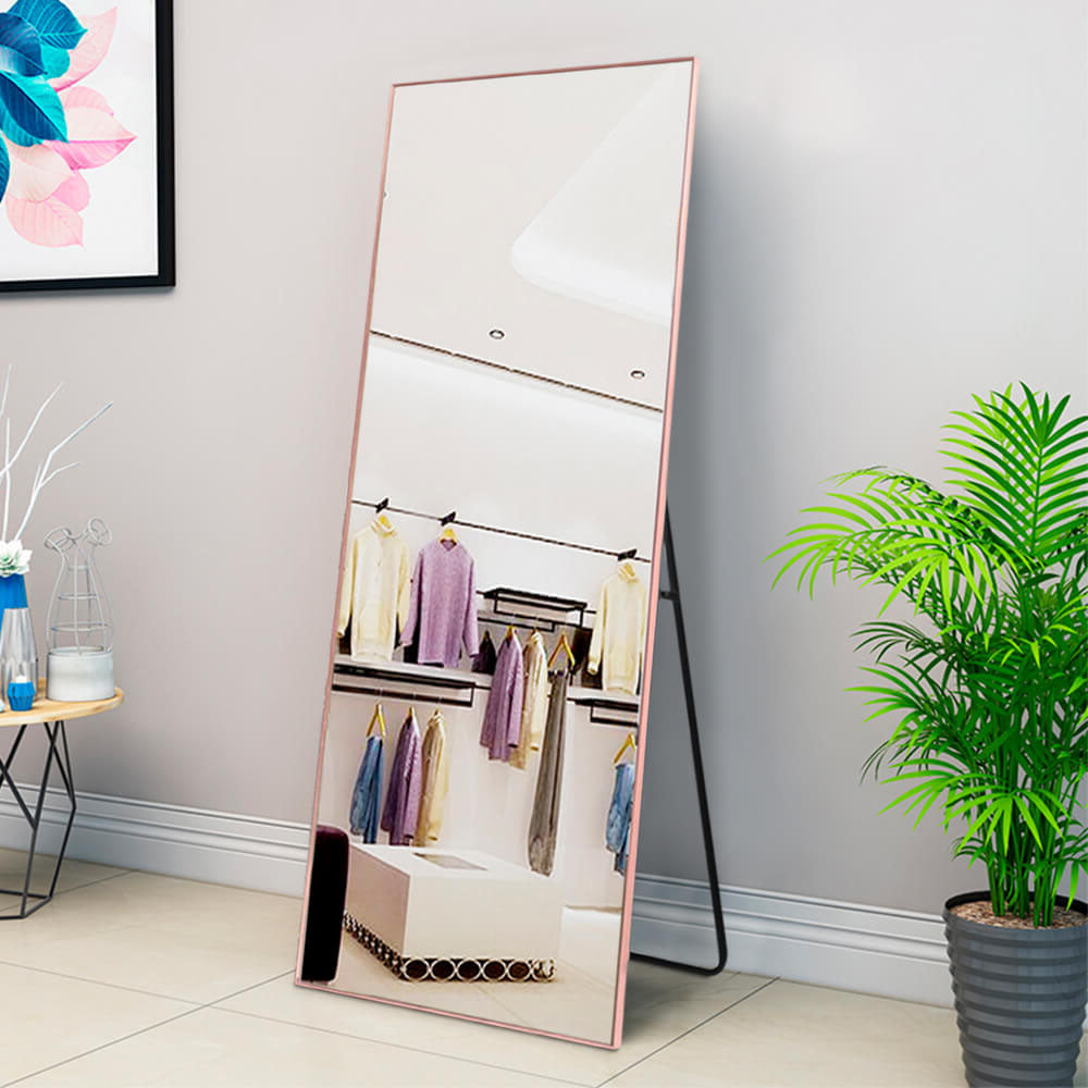 rose gold full length leanning mirror