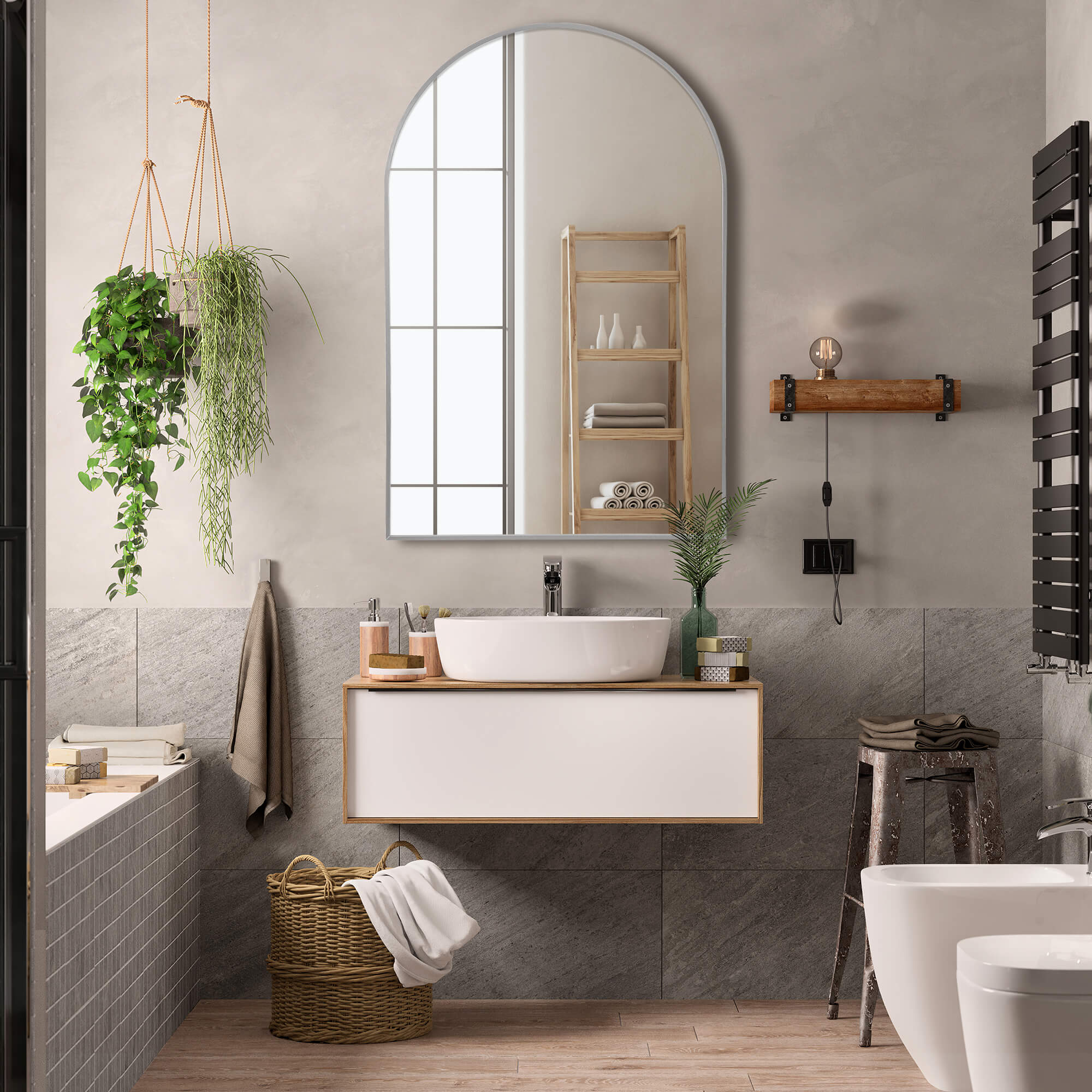 silver arch wall mirror