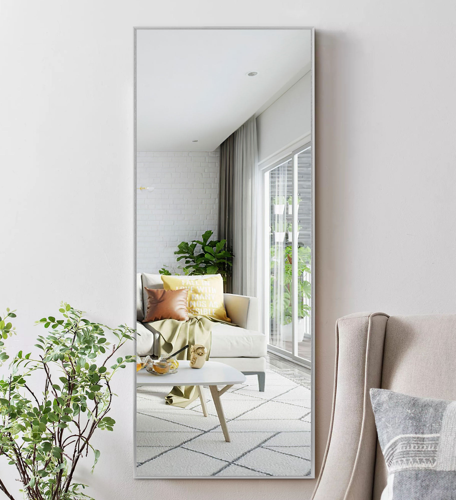 silver floor mirror wall mirror