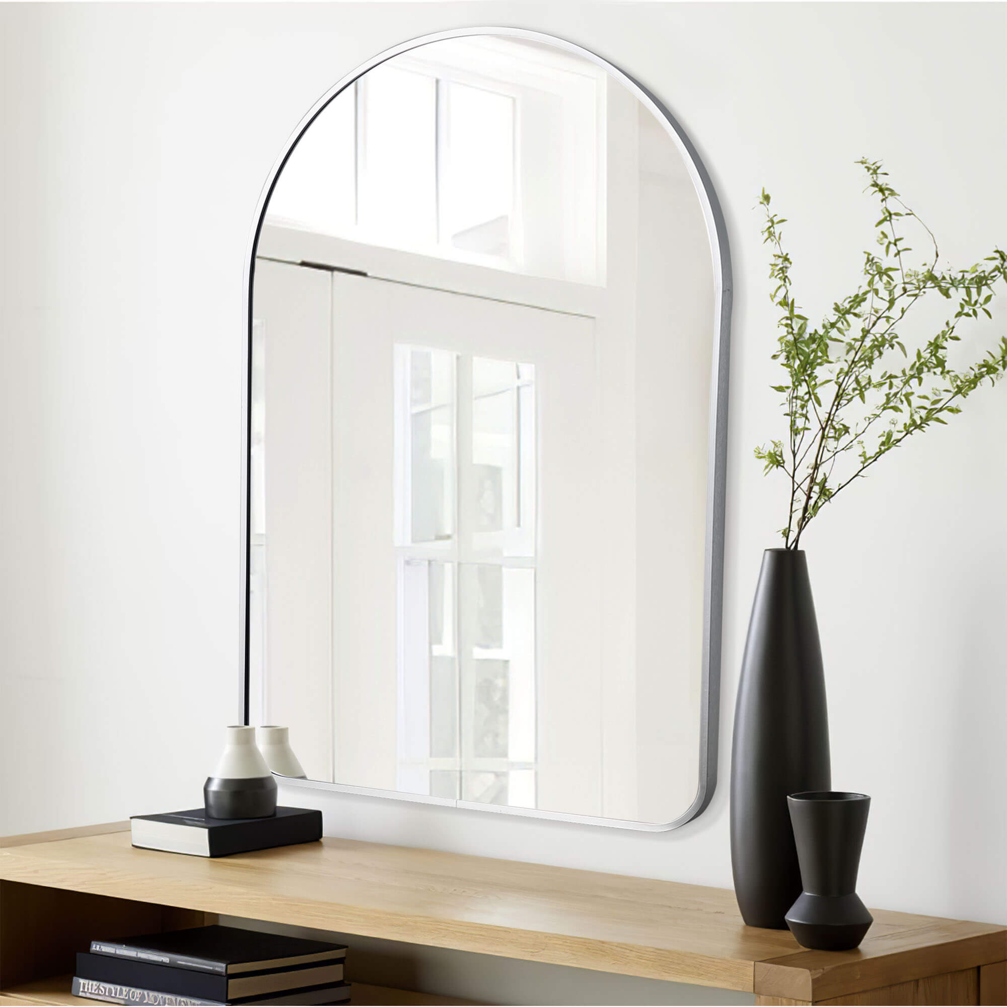 round corner arch wall mirror