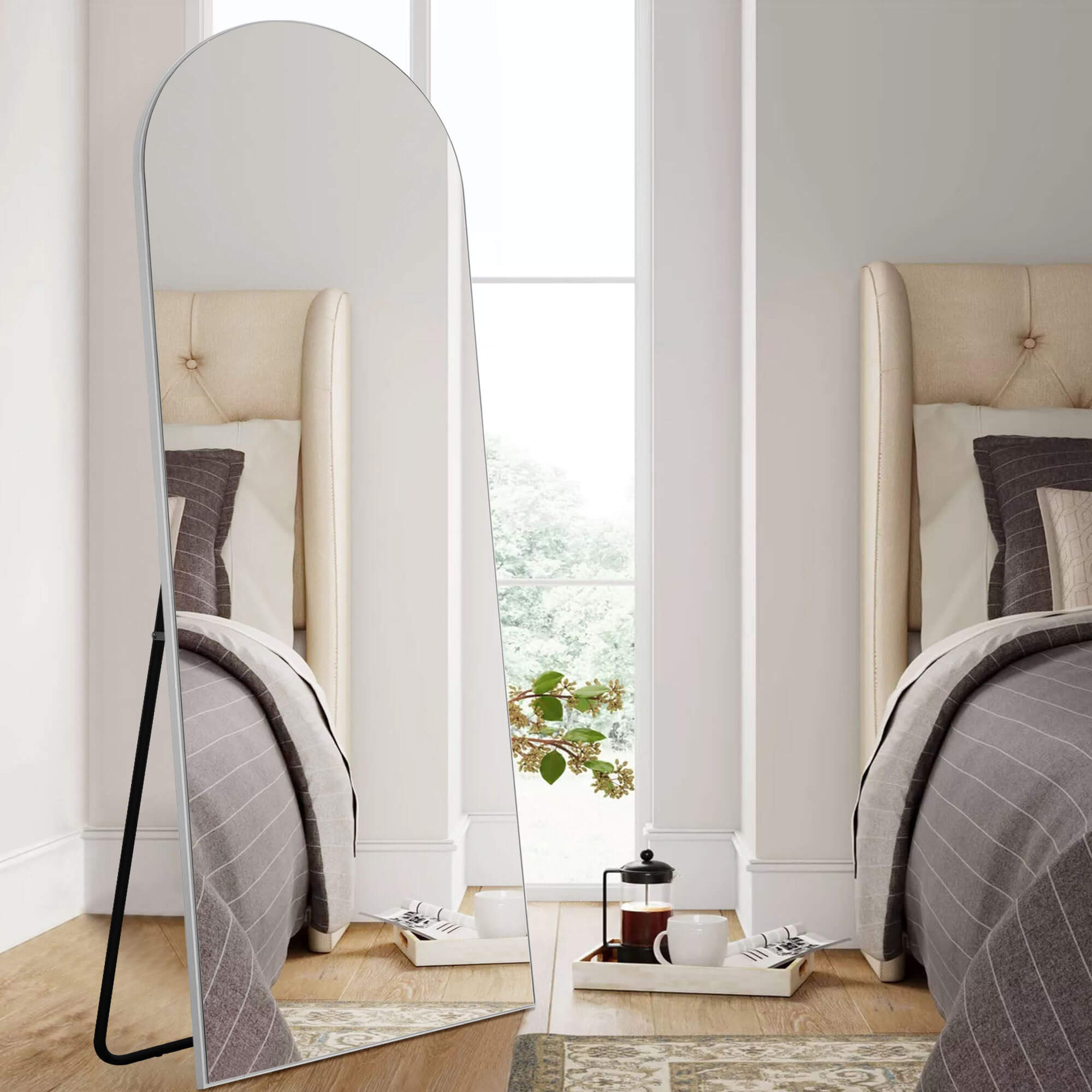 silver arch floor mirror