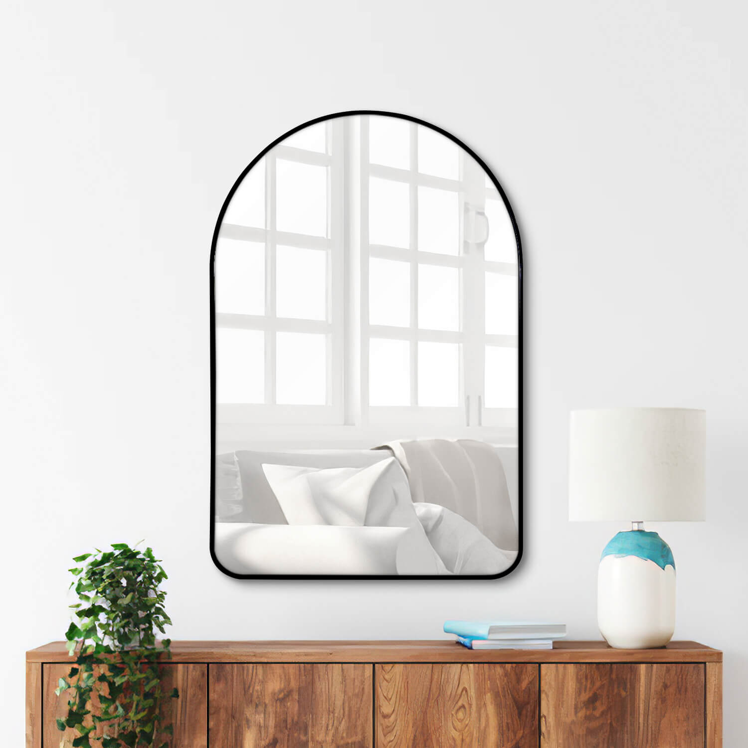 round corner arch wall mirror