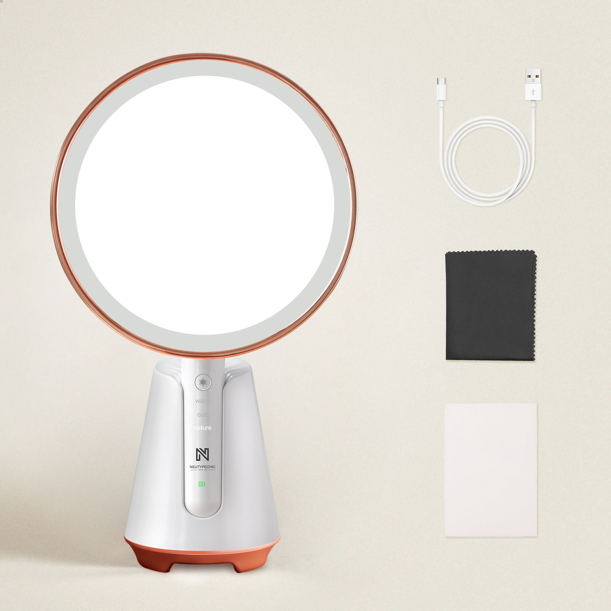 Amanda-8'' Diameter Rechargeable Magnification LED Handheld Lighted Vanity Mirror